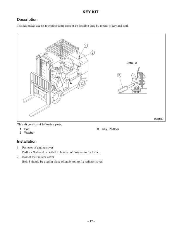 Mitsubishi FGC35K to FGC70K STC Options Supplement Service Manual 99739-93100 3 Mitsubishi FGC35K to FGC70K STC Options Supplement Service Manual 99739-93100-3