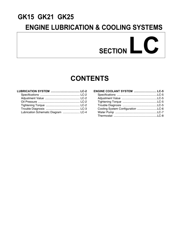 Mitsubishi GK15, GK21, GK25 Engine Carburetor Type Service Manual 99789-73100-3