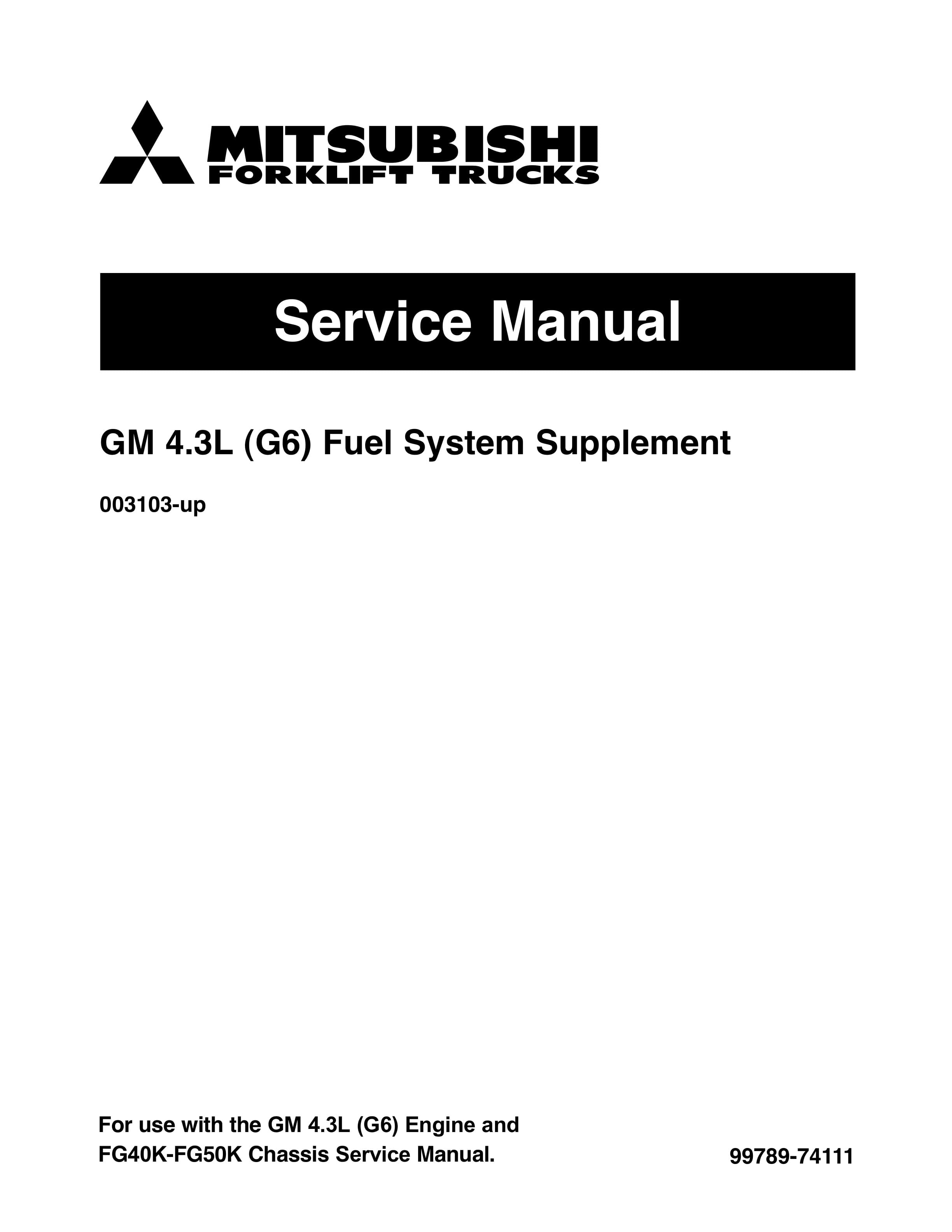 Mitsubishi GM 4.3L (G6) Fuel System Supplement Service Manual 99789-74111