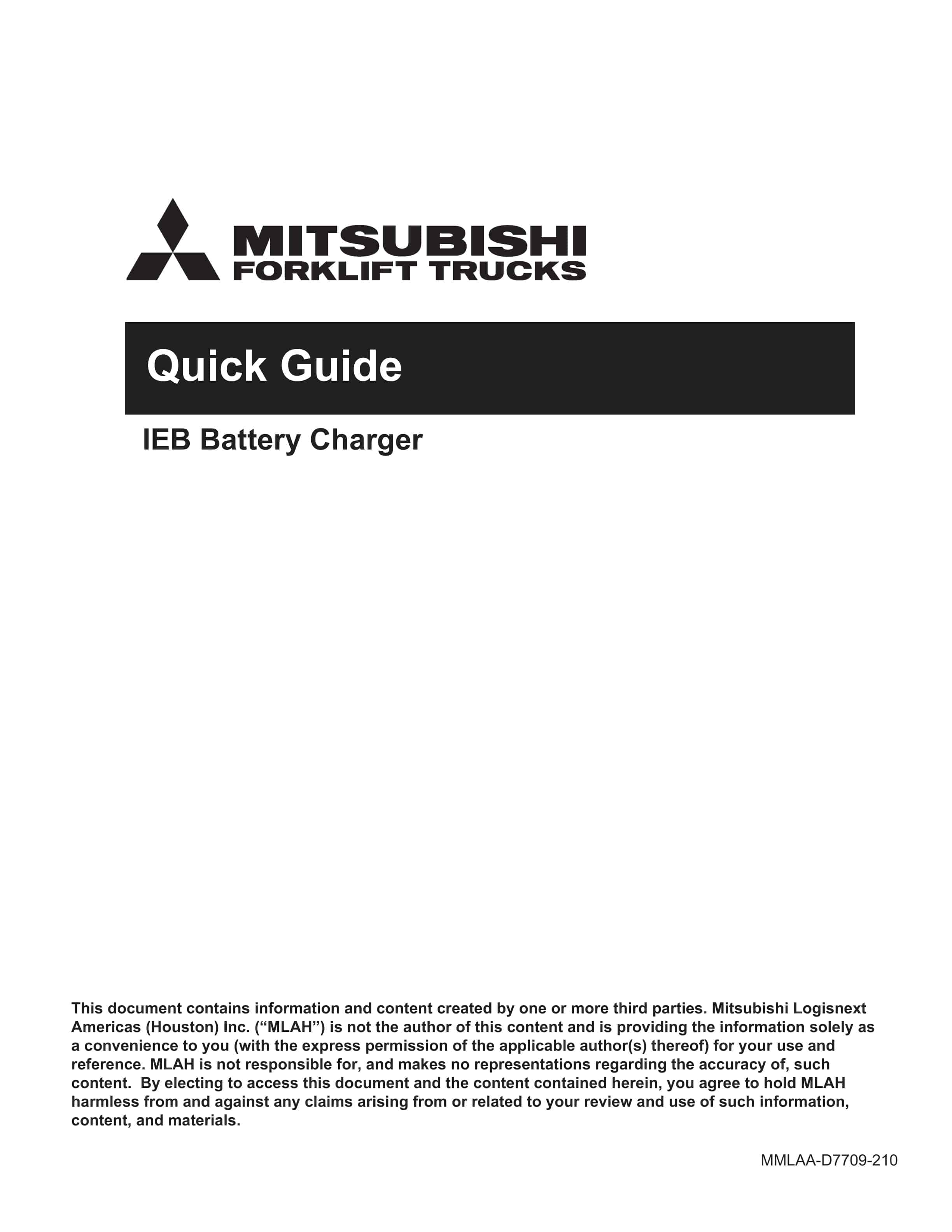 Mitsubishi IEB Battery Charger Quick Guide MMLAA-D7709-210