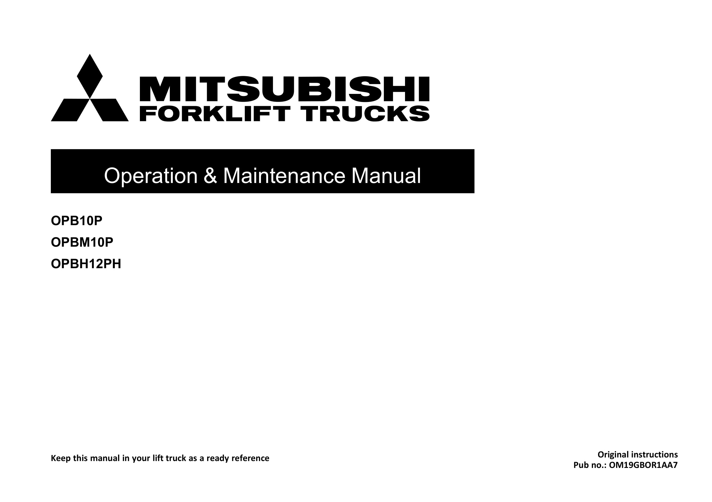 Mitsubishi OPB10P, OPBM10P, OPBH12PH Operation and Maintenance Manual OM19GBOR1AA7