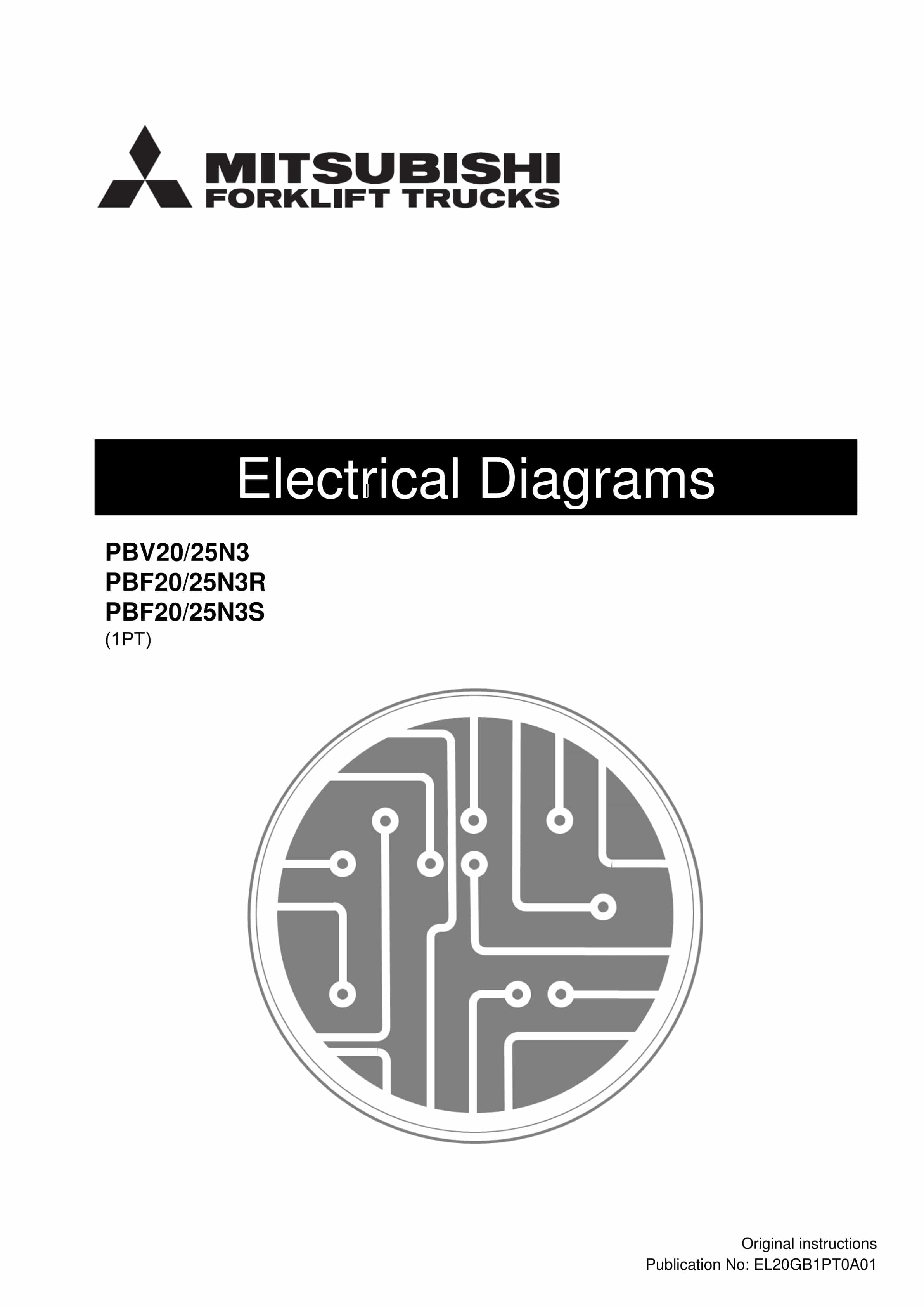 Mitsubishi PBV20-25N3, PBF20-25N3R, PBF20-25N3S Electrical Diagrams EL20GB1PT0A01