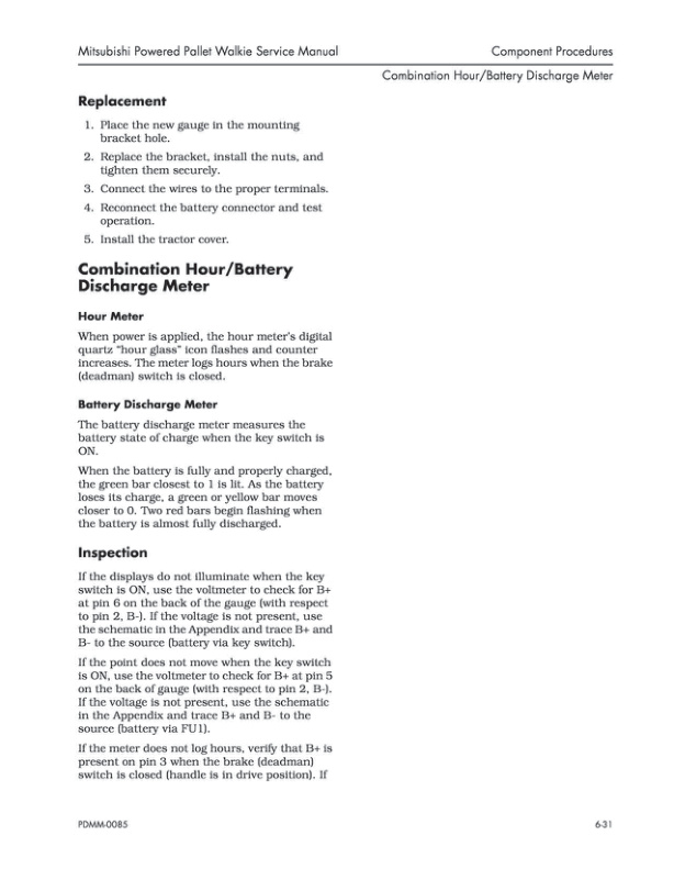 Mitsubishi PMW20 4.000 lb. Powered Pallet Walkie Service Manual WENB8549-01-3