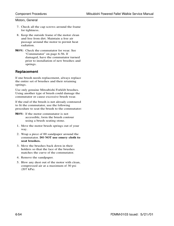 Mitsubishi PMW20 4.000 lb. Powered Pallet Walkie Service Manual WENB8700-4