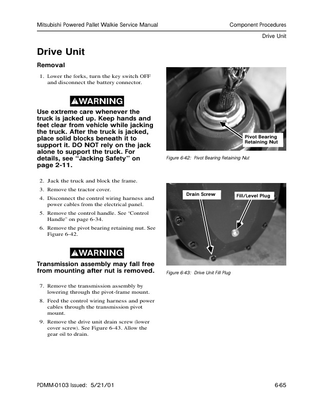 Mitsubishi PMW20 4.000 lb. Powered Pallet Walkie Service Manual WENB8700-5
