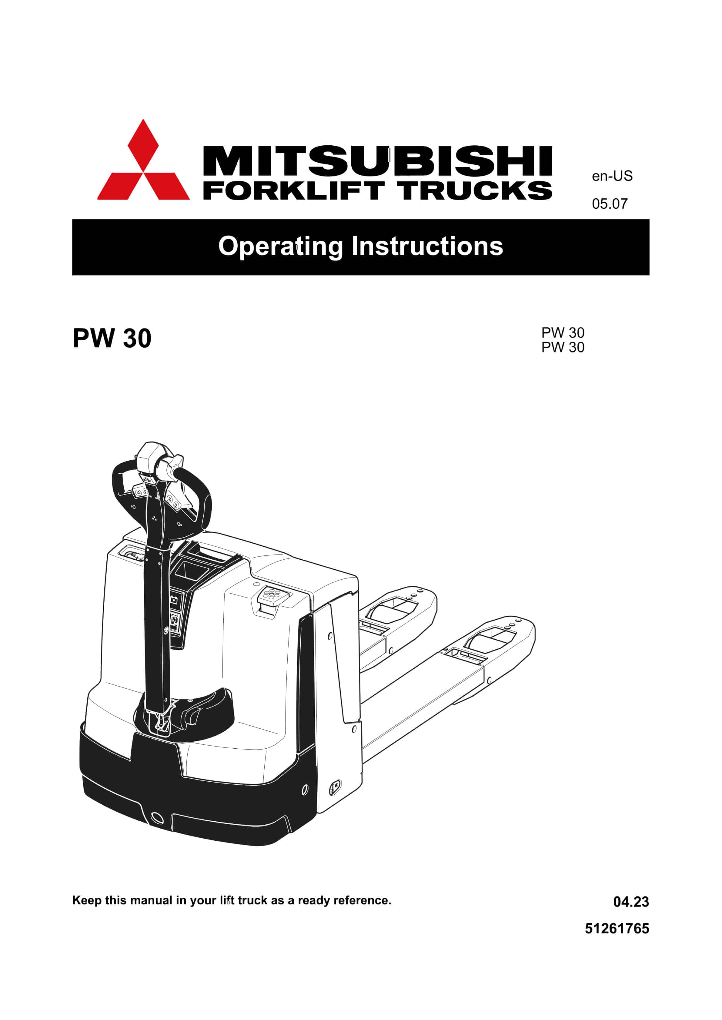 Mitsubishi PW30 Operating Instructions 51261765 1 Mitsubishi PW30 Operating Instructions 51261765
