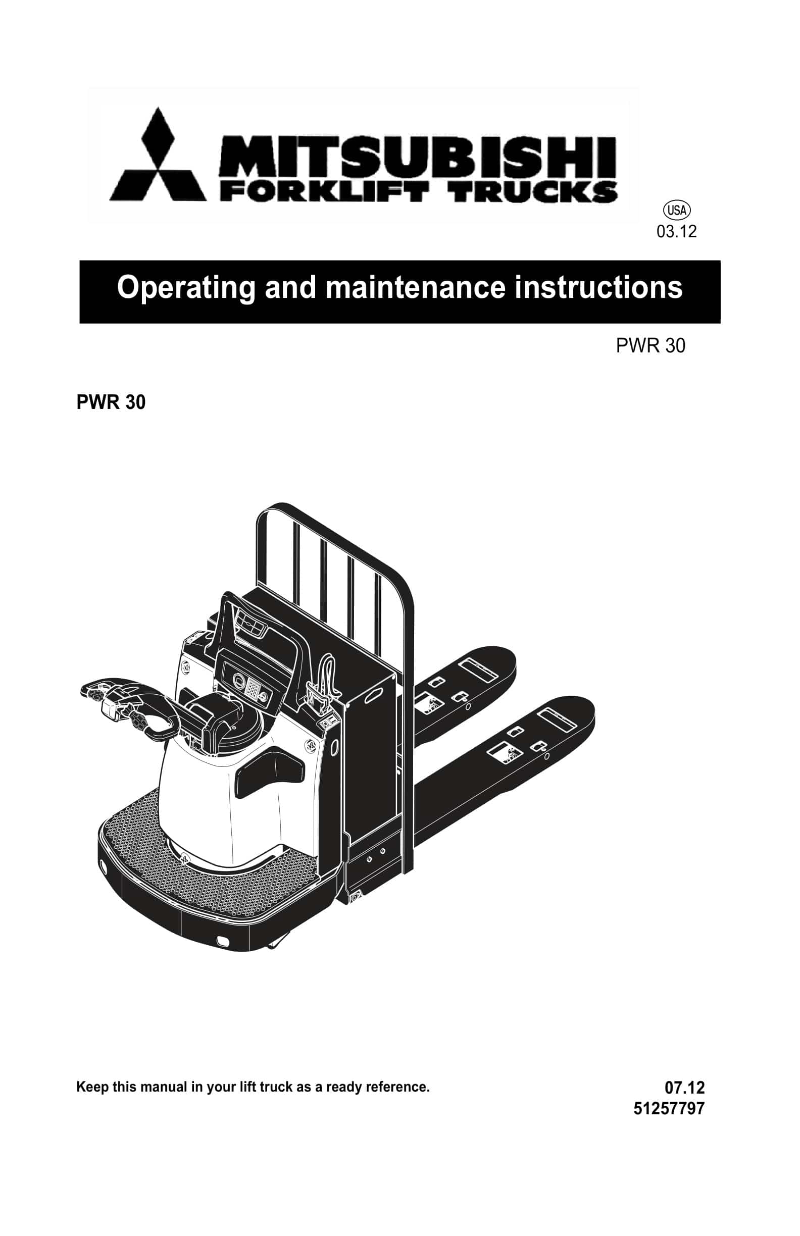 Mitsubishi PWR30 Operating and Maintenance Instructions 51257797 1 Mitsubishi PWR30 Operating and Maintenance Instructions 51257797