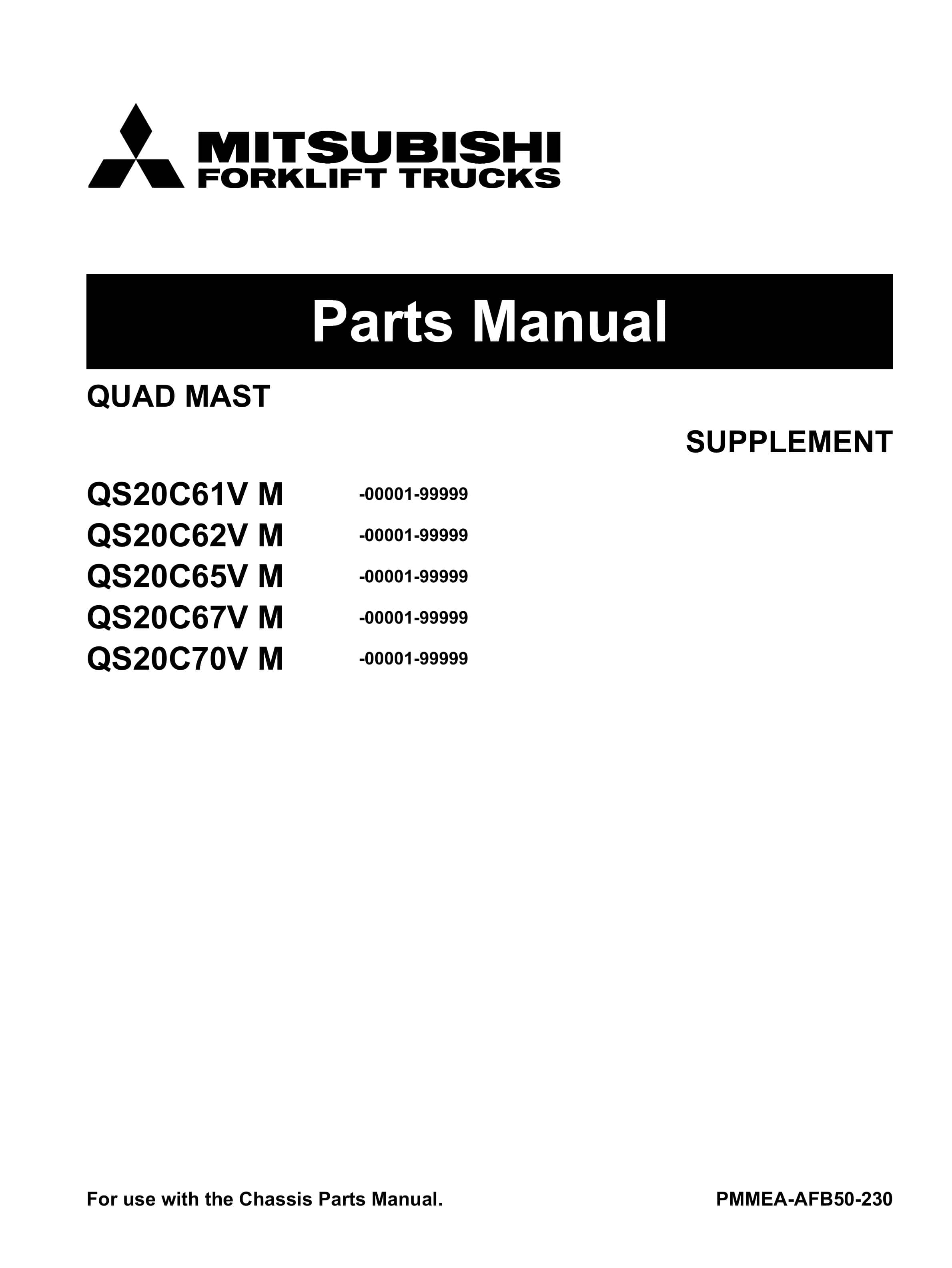 Mitsubishi QS20C61V M to QS20C70V M Quad Mast Parts Manual PMMEA-AFB50-230
