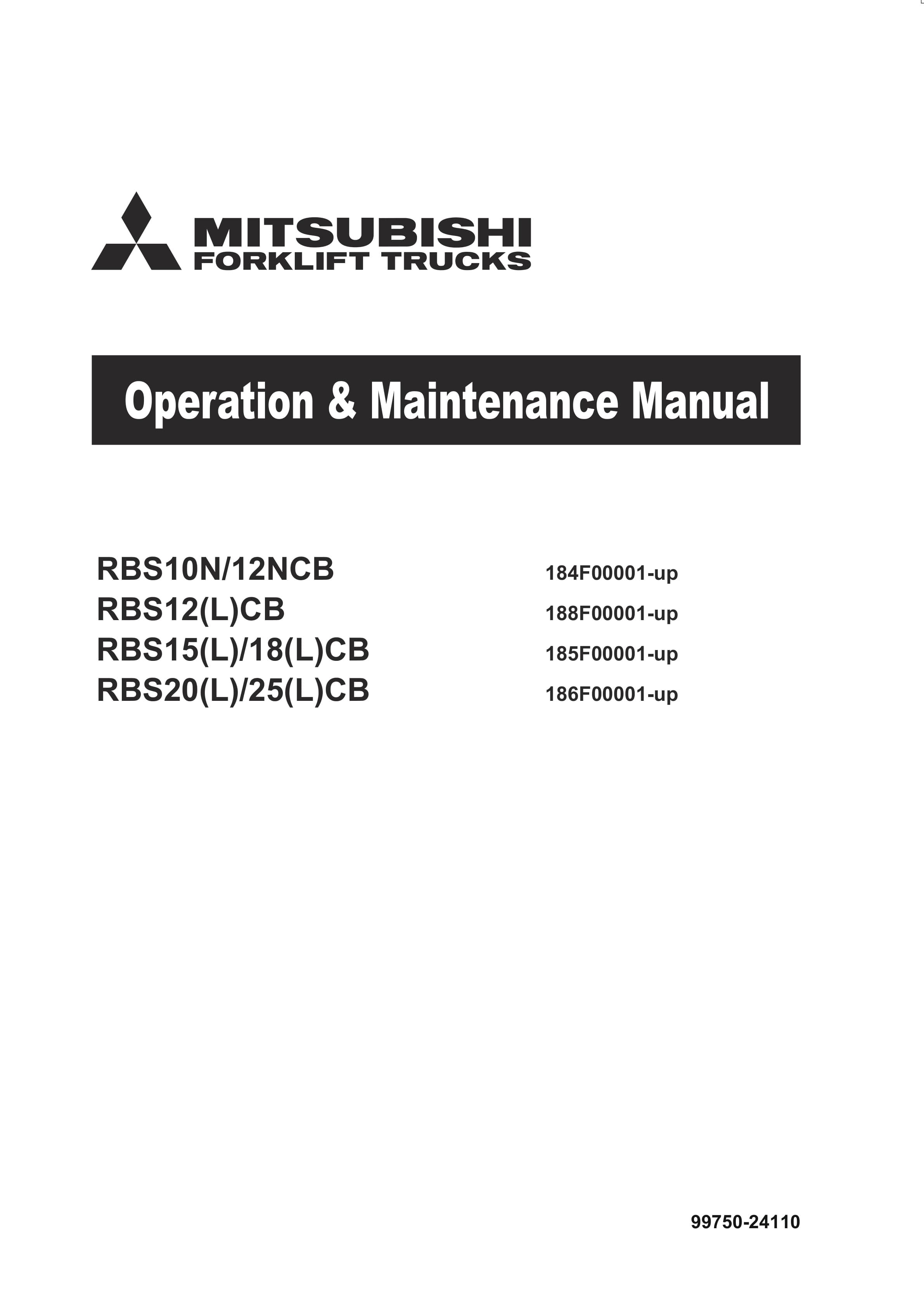 Mitsubishi RBS10N-12NCB, RBS12-25(L)CB Operation and Maintenance Manual 99750-24110 1 Mitsubishi RBS10N-12NCB, RBS12-25(L)CB Operation and Maintenance Manual 99750-24110