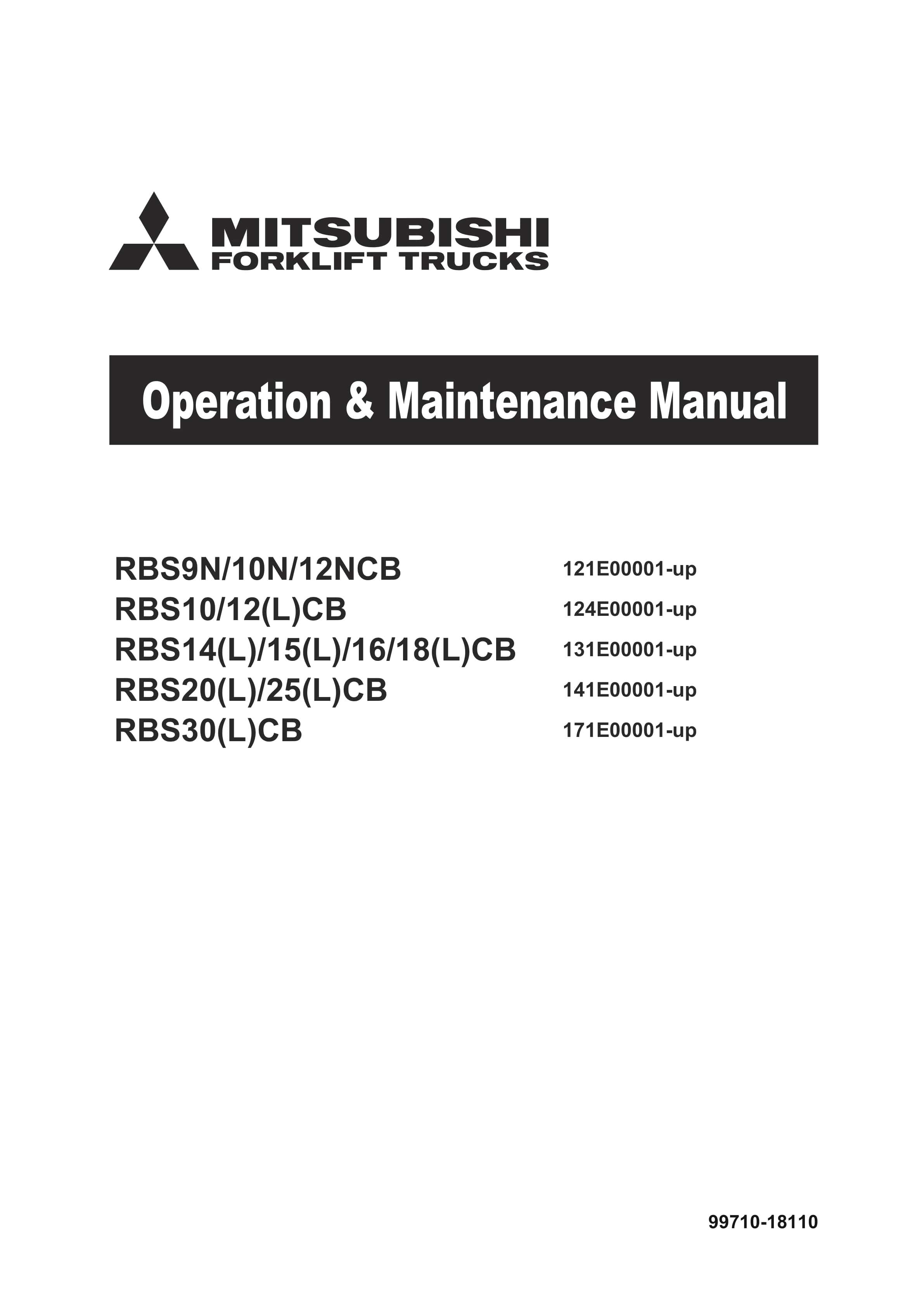Mitsubishi RBS9N-12NCB, RBS10-30(L)CB Operation and Maintenance Manual 99710-18110 1 Mitsubishi RBS9N-12NCB, RBS10-30(L)CB Operation and Maintenance Manual 99710-18110
