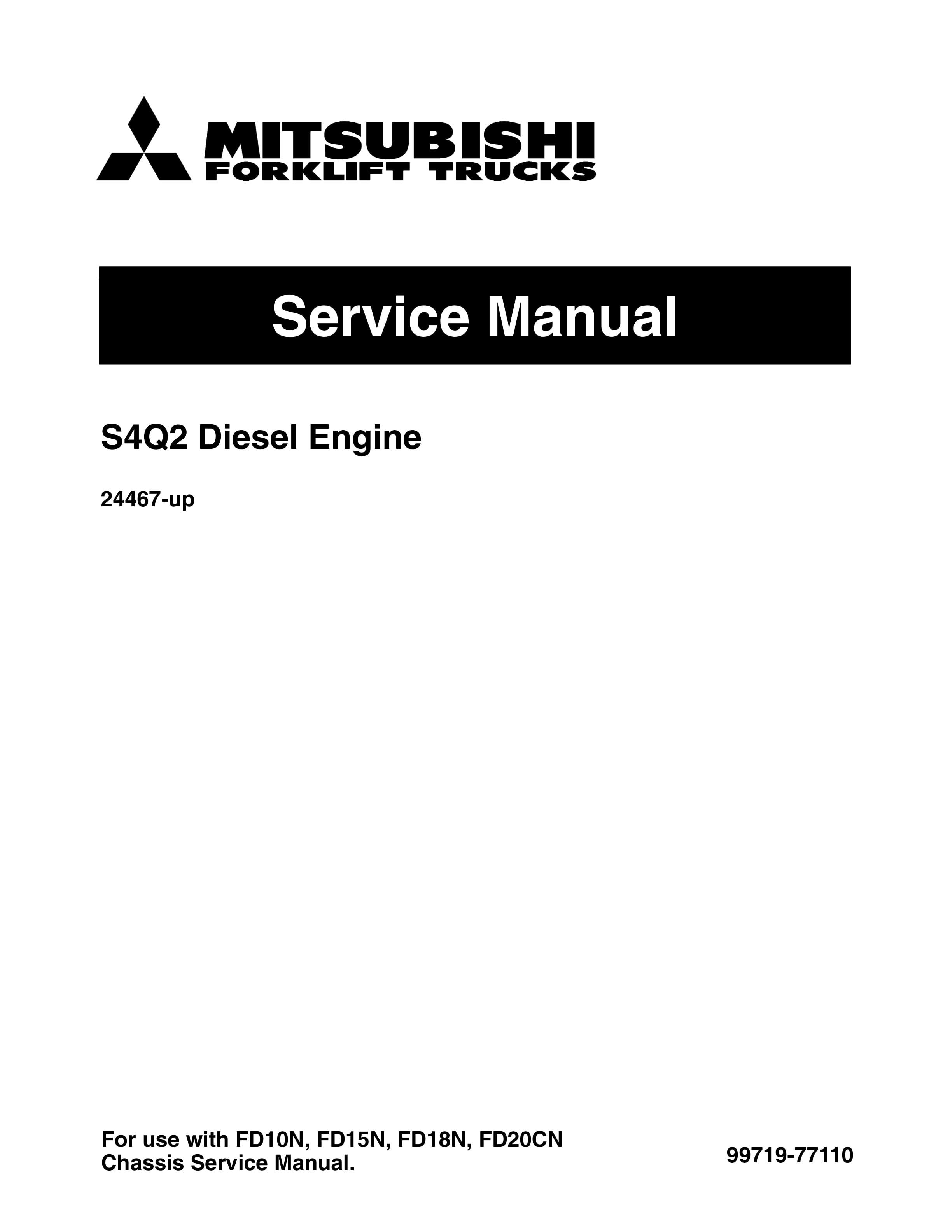 Mitsubishi S4Q2 Diesel Engine Service Manual 99719-77110 1 Mitsubishi S4Q2 Diesel Engine Service Manual 99719-77110