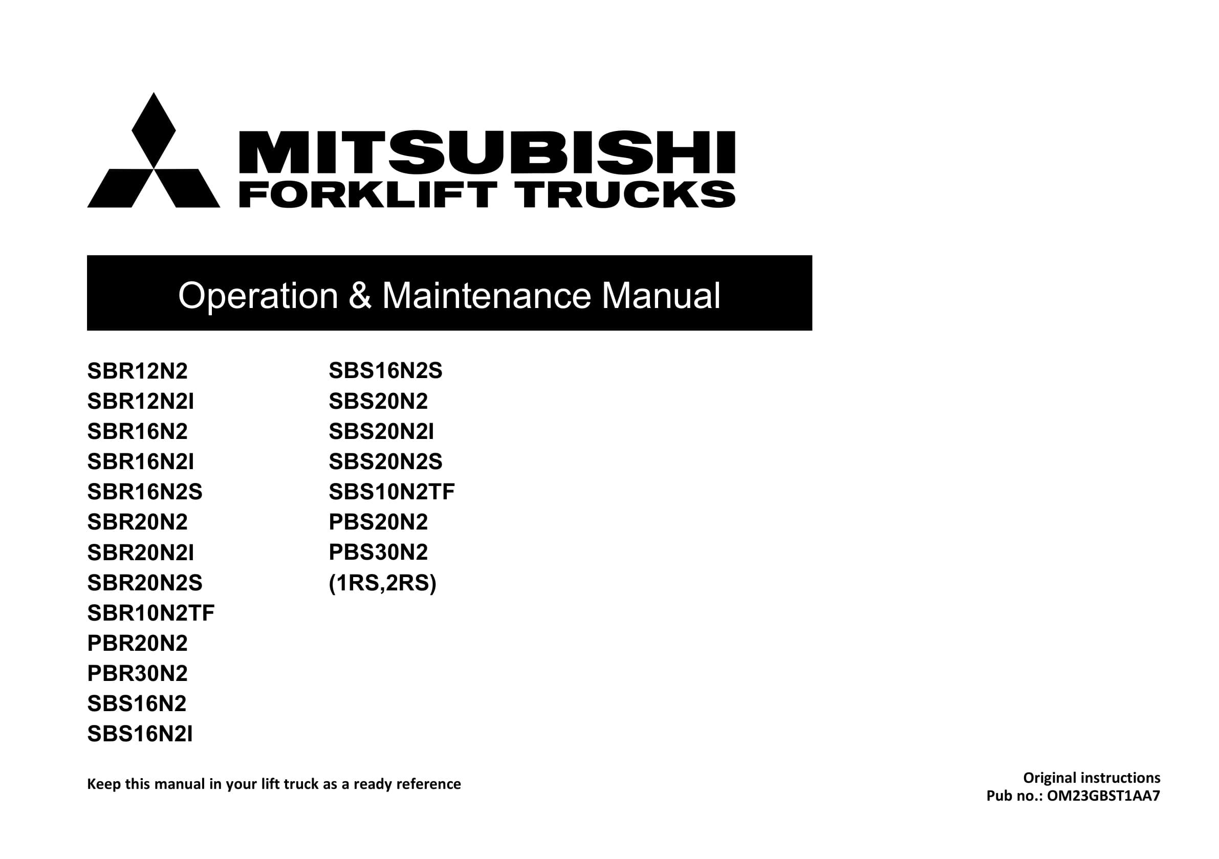 Mitsubishi SBR12N2 to PBS30N2 Operation and Maintenance Manual OM23GBST1AA7