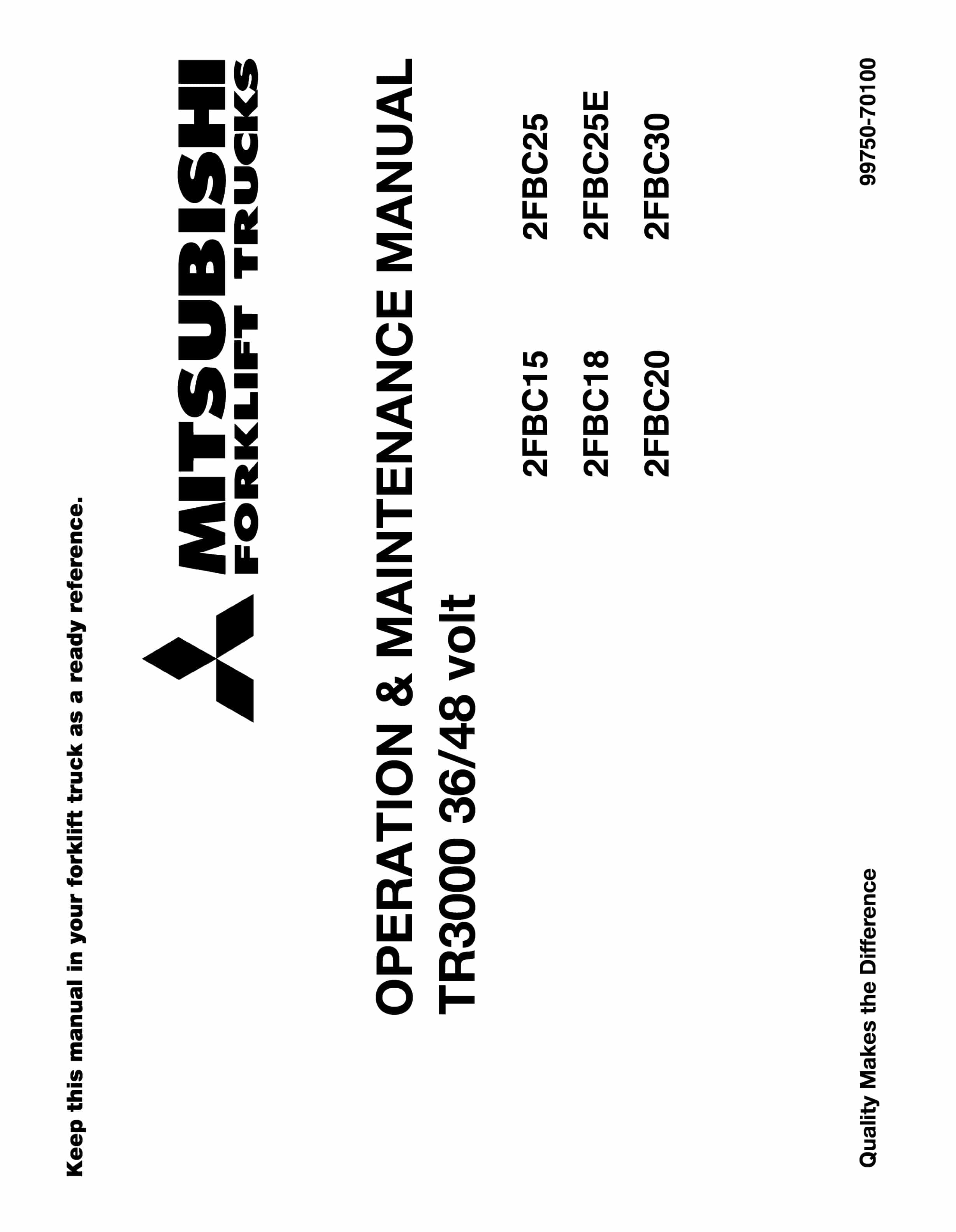 Mitsubishi TR3000 36-48 Volt Operation and Maintenance Manual 99750-70100