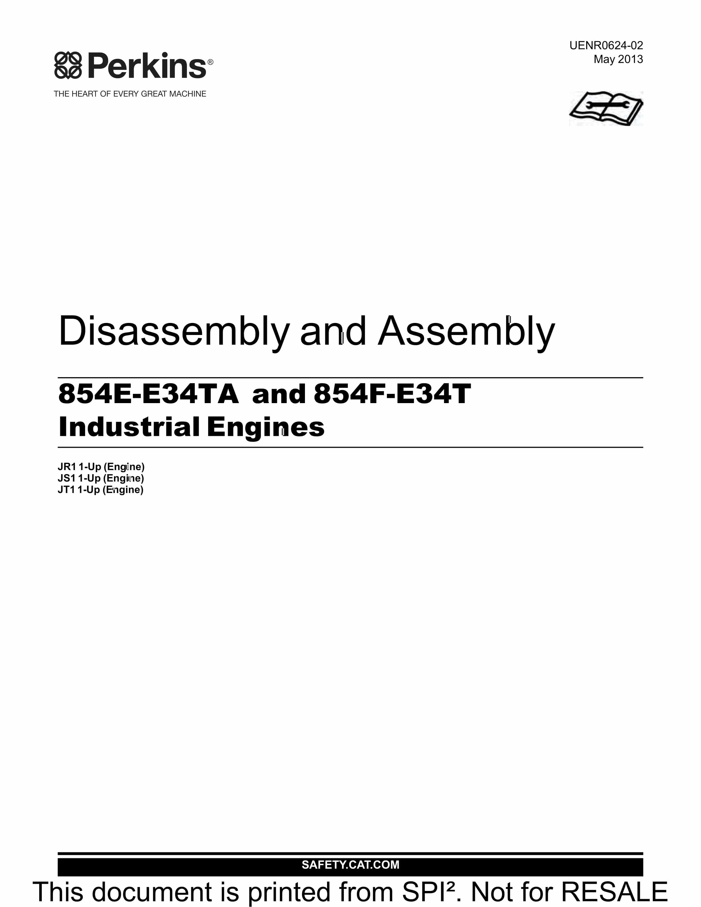 Perkins 854E-E34TA, 854F-E34T Industrial Engines Disassembly and Assembly UENR0624-02