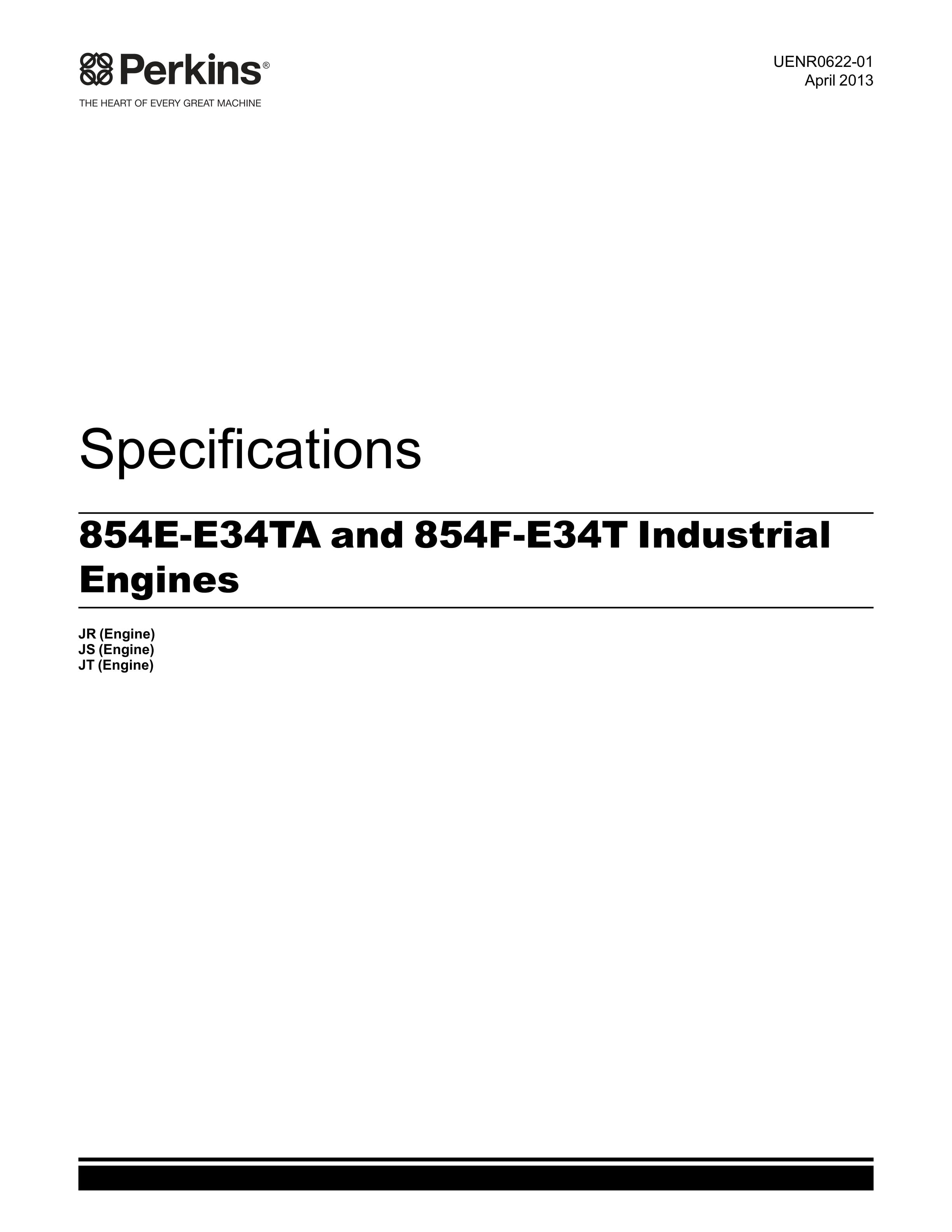 Perkins 854E-E34TA, 854F-E34T Industrial Engines Specifications UENR0622-01