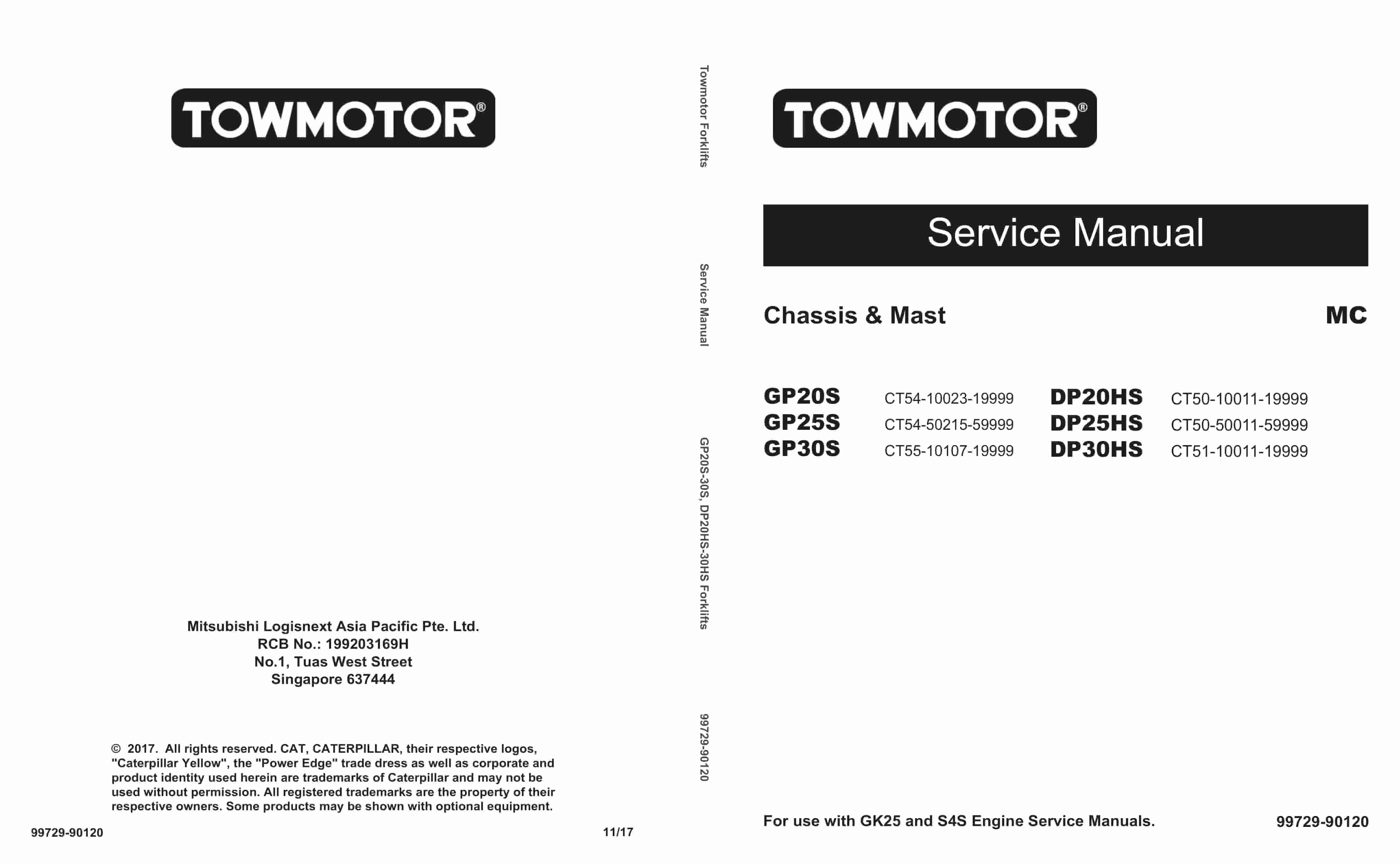 Towmotor GP20S-30S, DP20HS-30HS Chassis and Mast Service Manual 99729-90120
