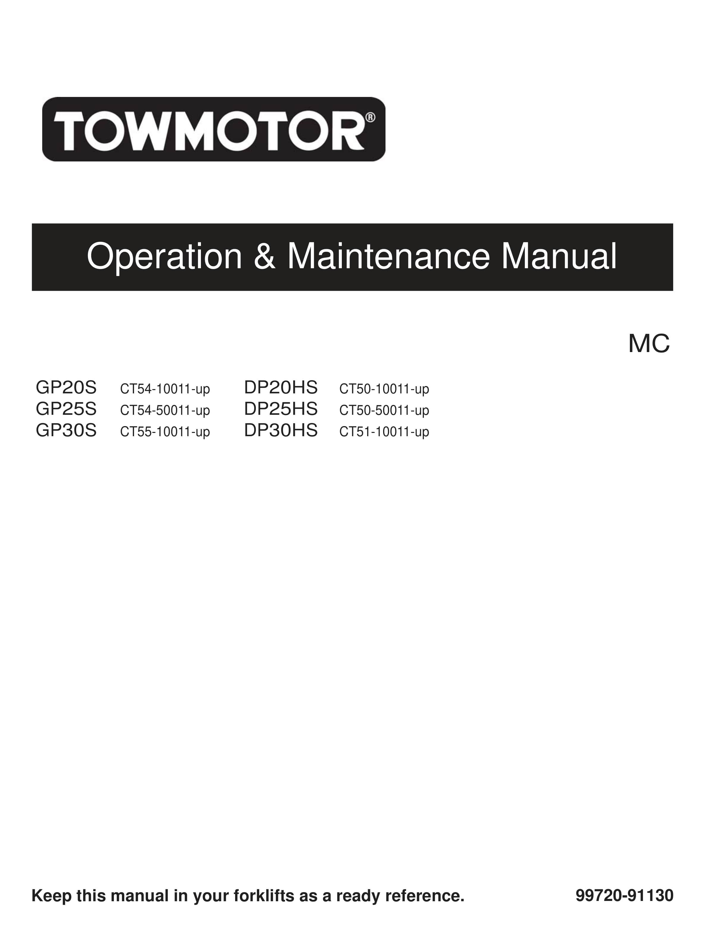Towmotor GP20S-30S, DP20HS-30HS Operation and Maintenance Manual 99720-90130
