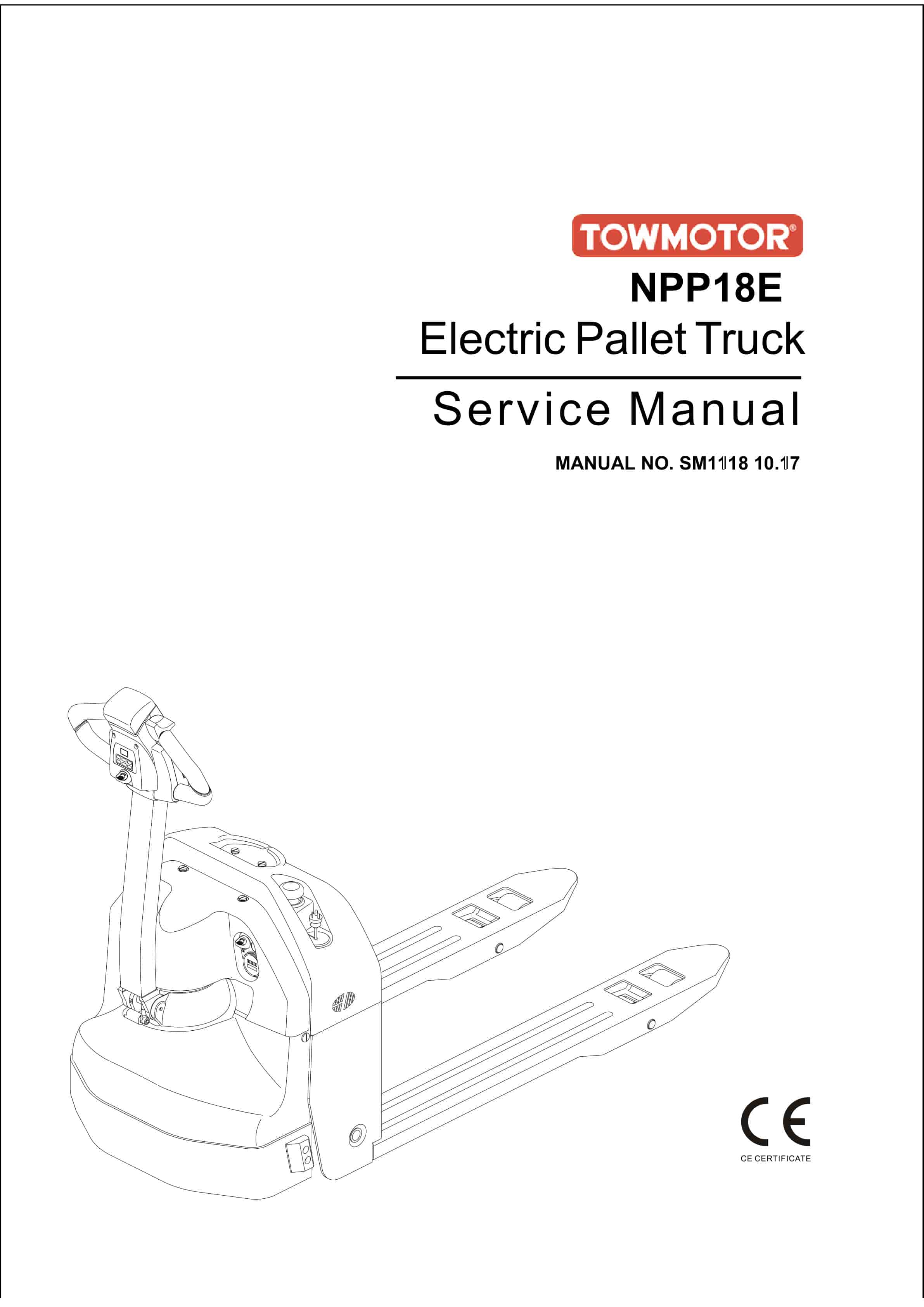 Towmotor NPP18E Electric Pallet Truck Service Manual SM-1118