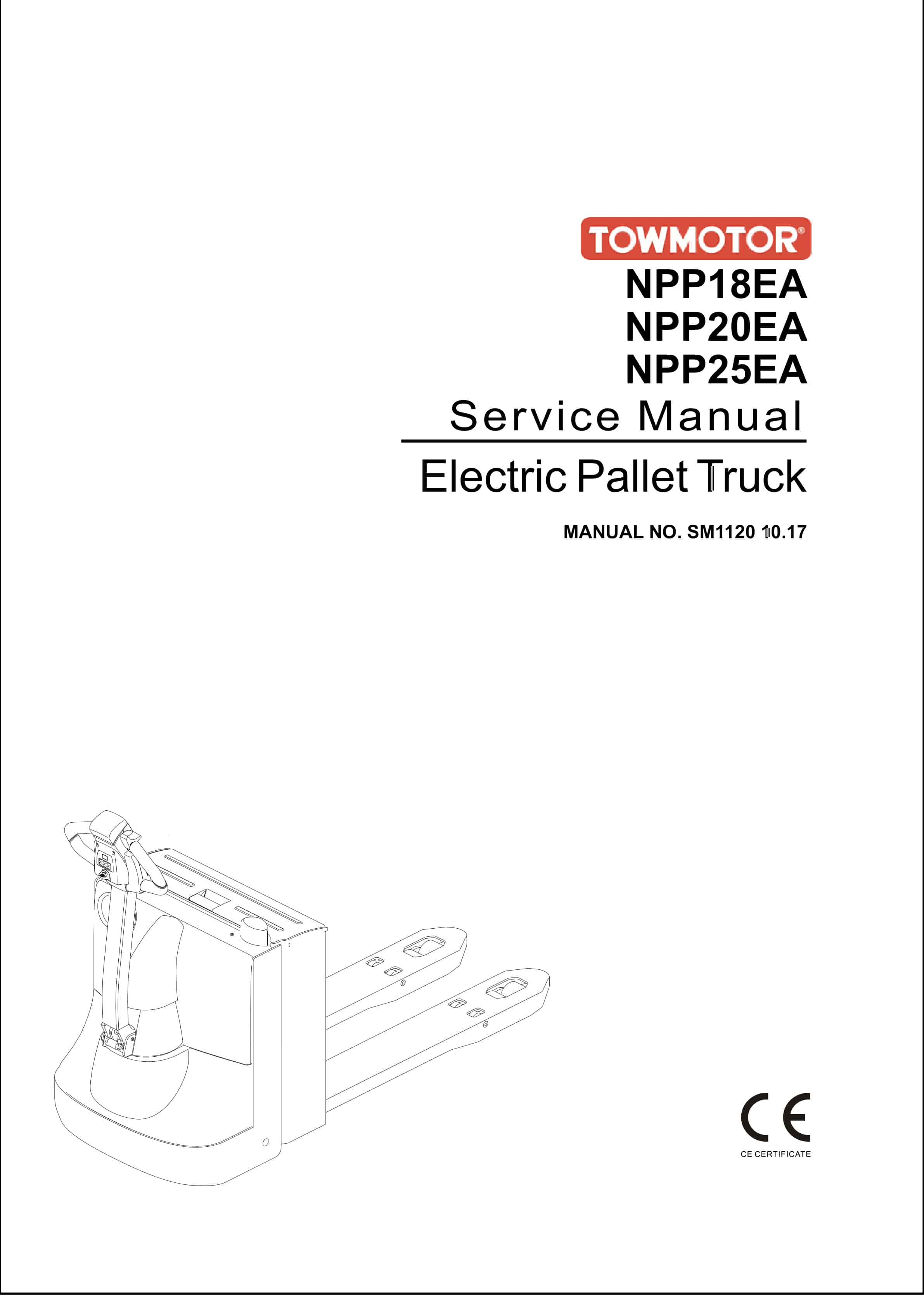 Towmotor NPP18EA, NPP20EA, NPP25EA Electric Pallet Truck Service Manual SM-1120