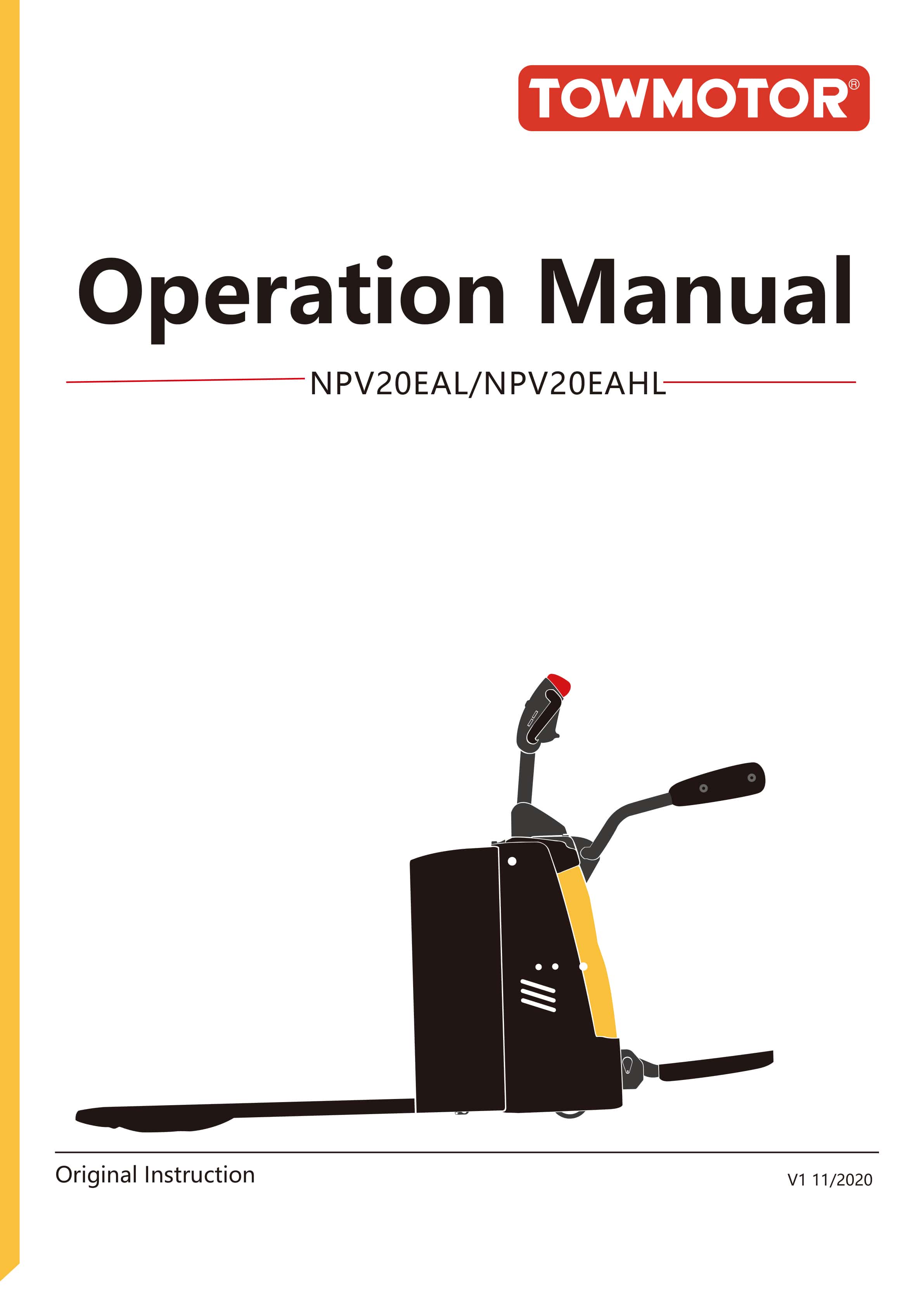 Towmotor NPV20EAL, NPV20EAHL Operation Manual V1
