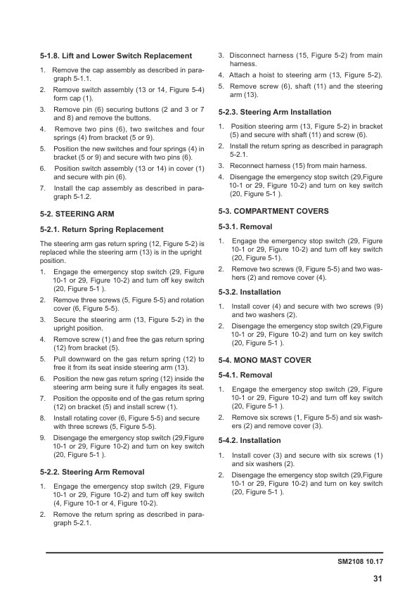 Towmotor NSP12E, NSP12ES Electric Stacker Service Manual SM-2108-2
