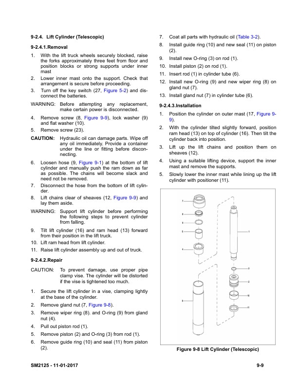 Towmotor NSP12EAS Electric Stacker Service Manual SM-2125-4