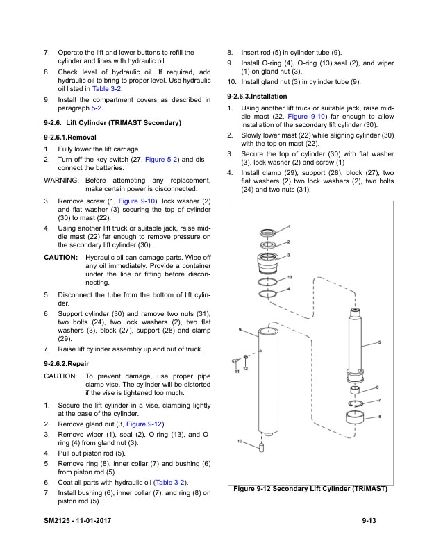 Towmotor NSP12EAS Electric Stacker Service Manual SM-2125-5