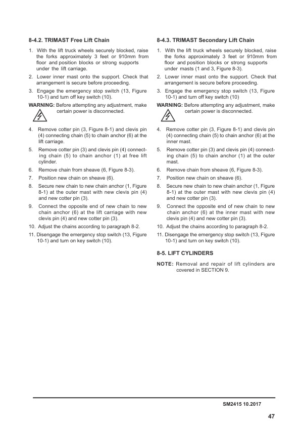 Towmotor NSX12EA, NSX15EA Reach Truck Service Manual SM-2415-3