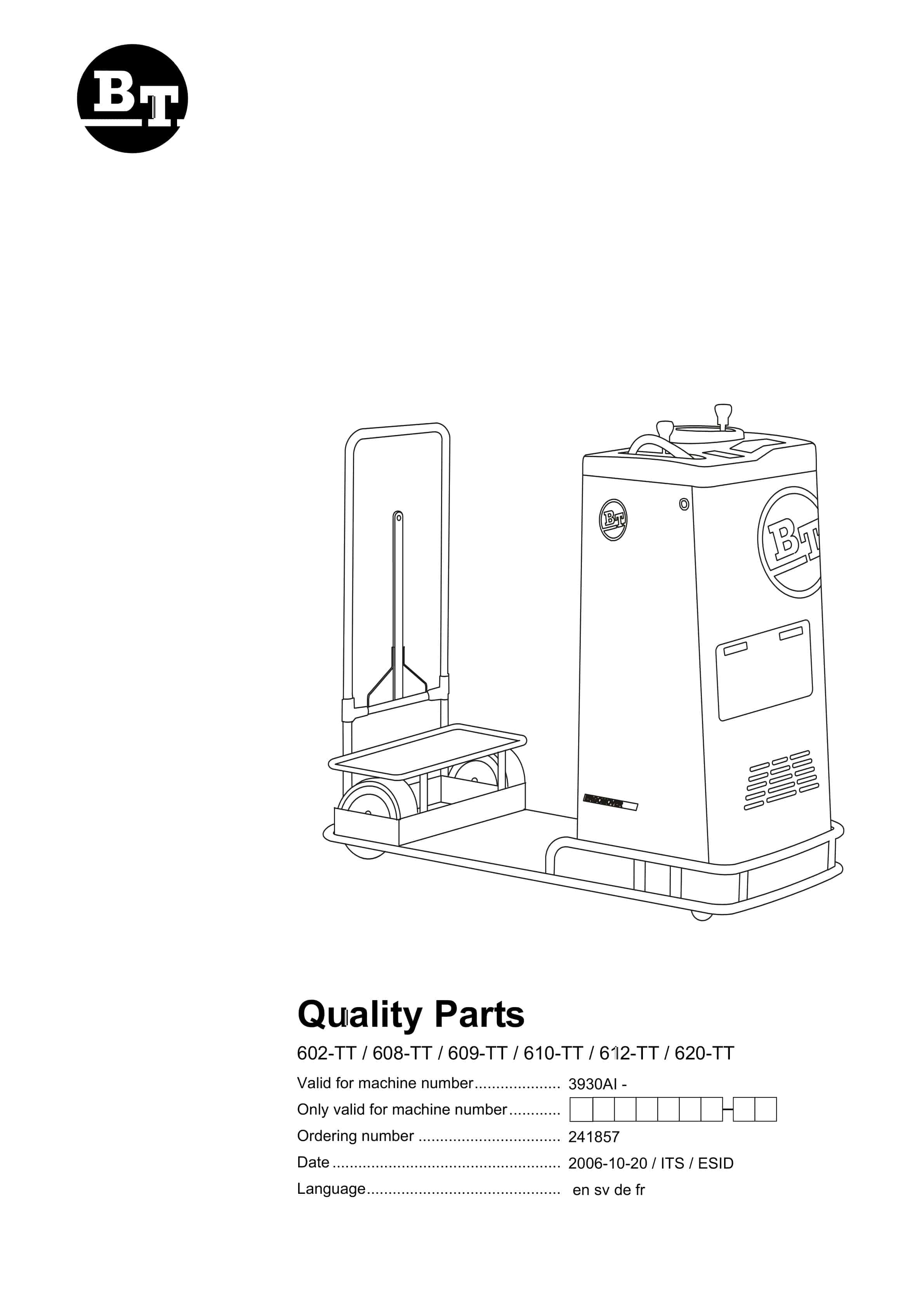 BT 602-TT, 608-TT, 609-TT, 610-TT, 612-TT, 620-TT Quality Parts 241857
