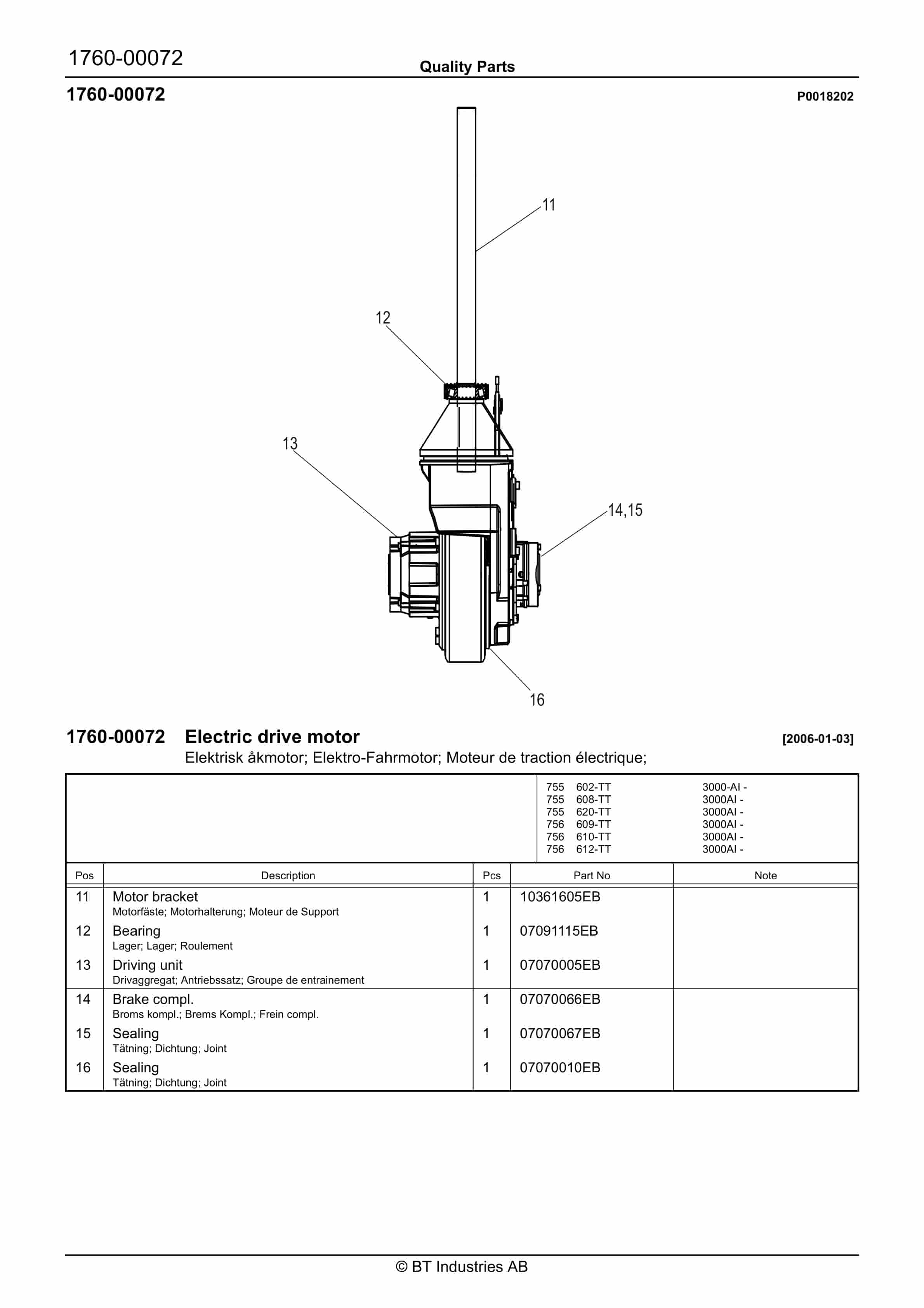 Alternative view of BT 602-TT, 608-TT, 609-TT, 610-TT, 612-TT, 620-TT Quality Parts 241857