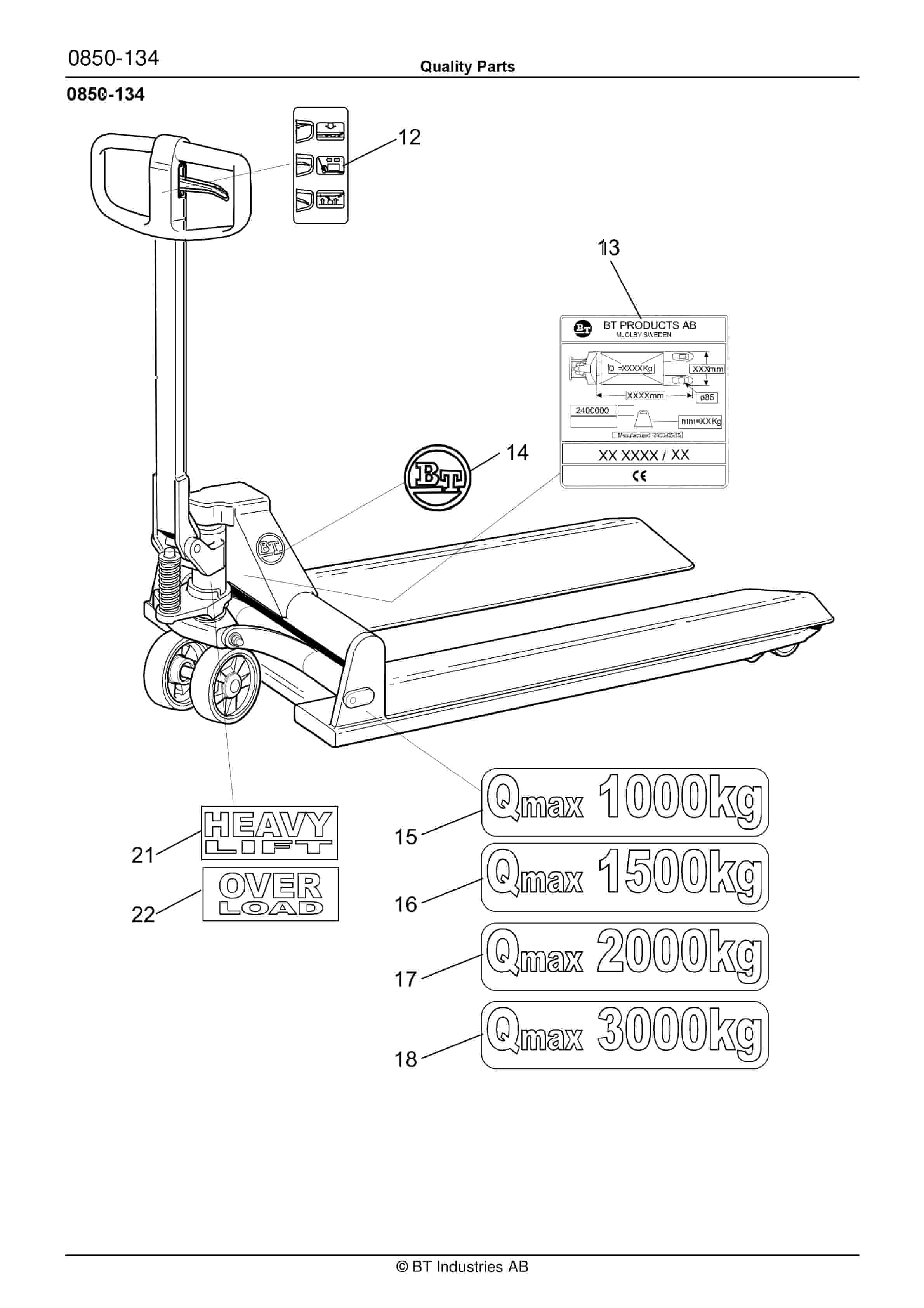 Alternative view of BT BTL20EW, BTL20EWO, BTL30EW, BTL30EWO, L20BR, L20BRO, L30BR, L30BRO Quality Parts 177967