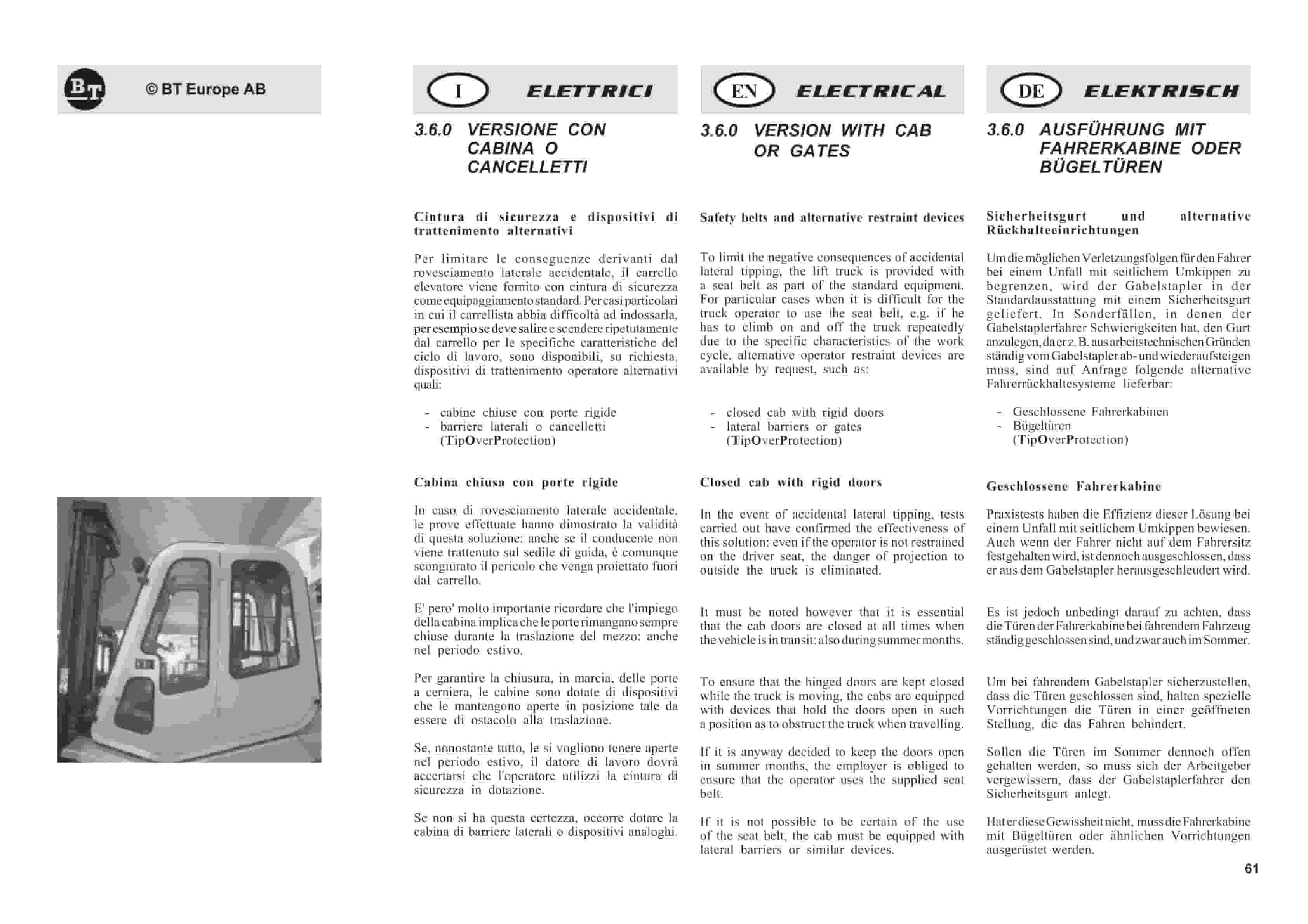 BT C3E120 to C4E200 Use And Maintenance Handbook 0337383R1CE-2