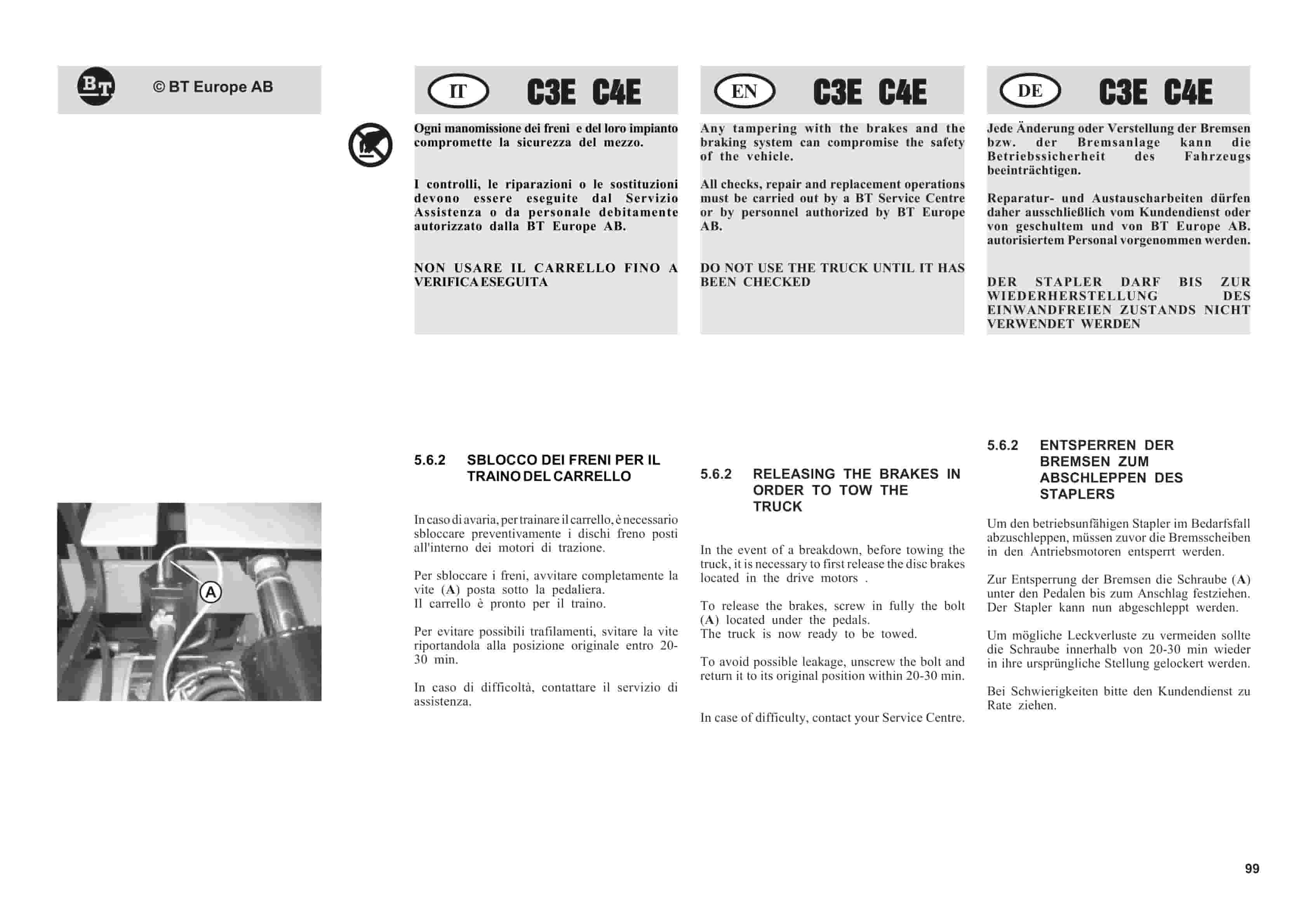 BT C3E120 to C4E200 Use And Maintenance Handbook 0337383R1CE-5