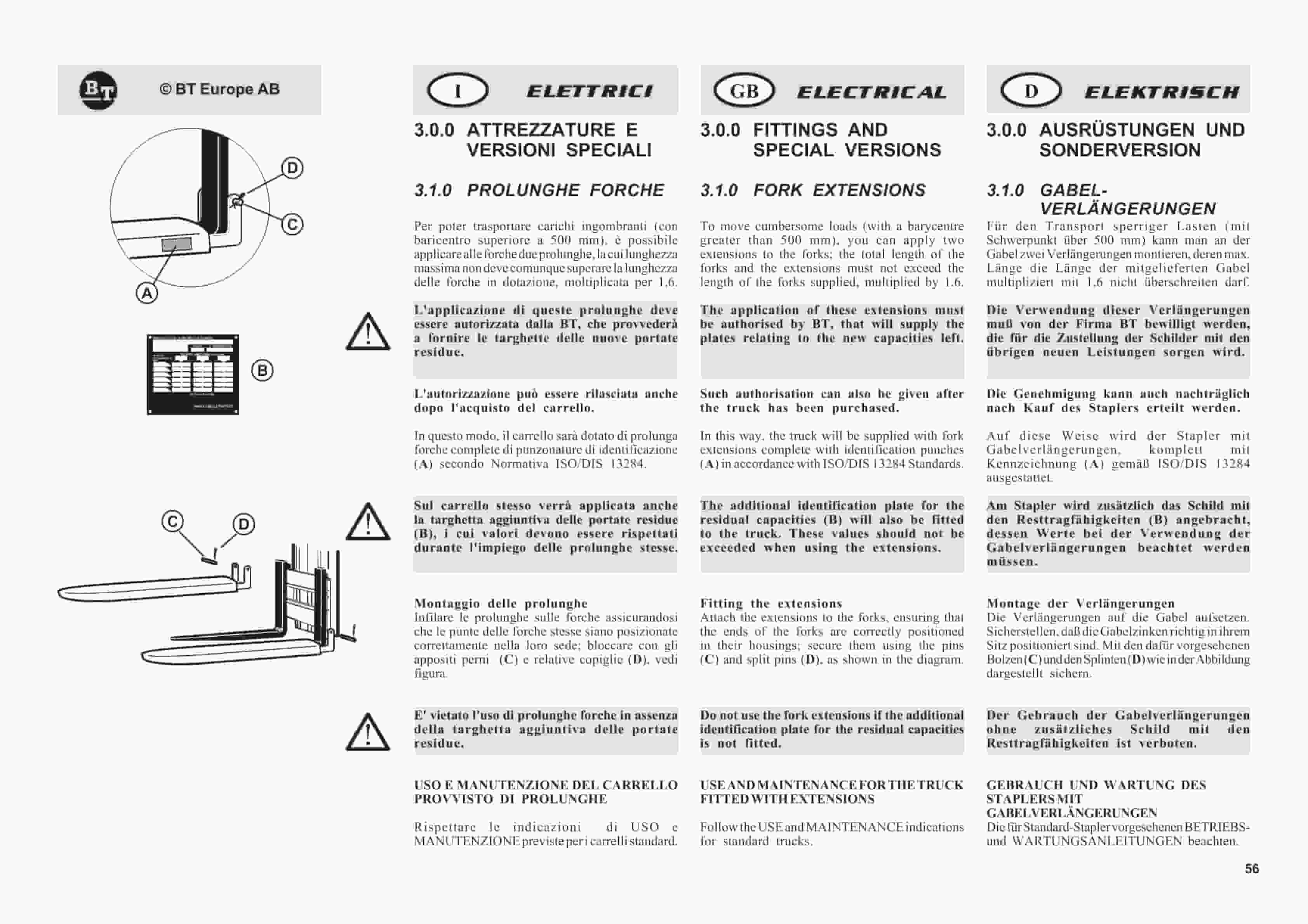 BT CARGE E-Series CBE 12T-20T, CBE 12F-20F Use And Maintenance Handbook 0337275R1CE-2