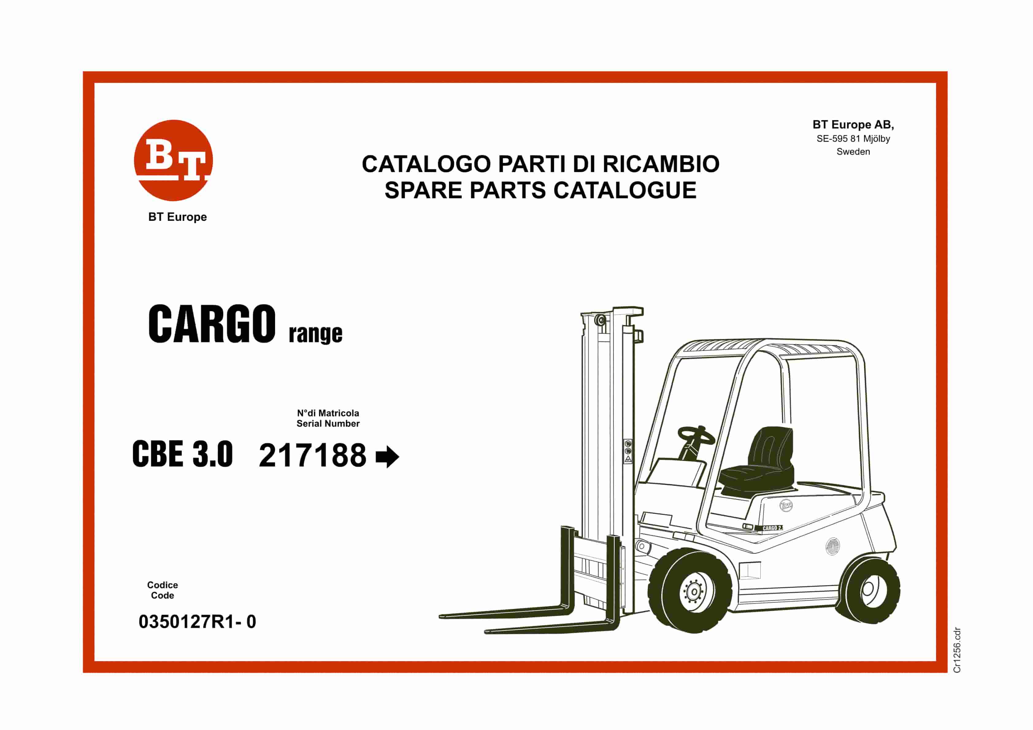 BT CARGO CBE 3.0 Spare Parts Catalog 0350127R1-0