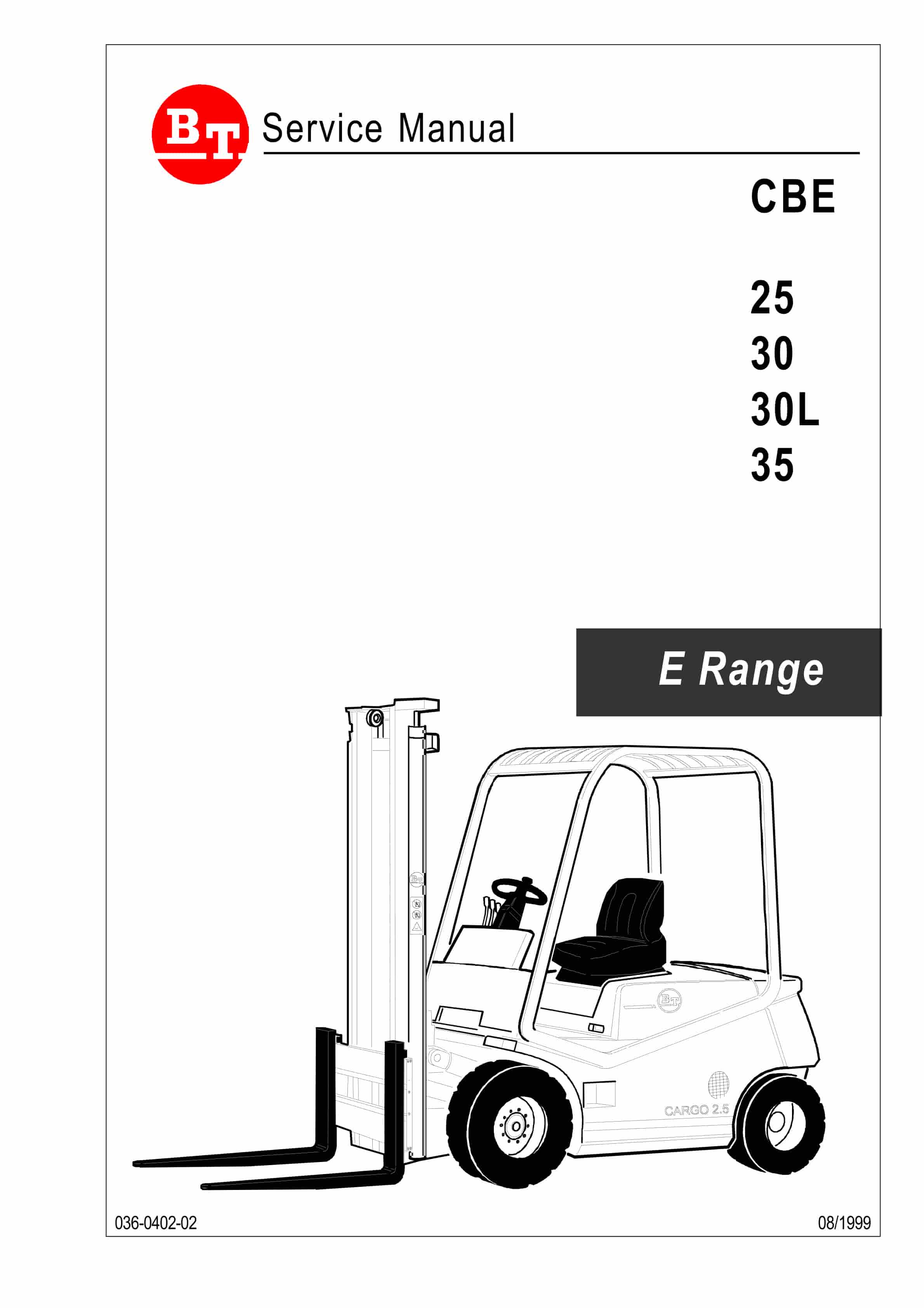 BT CBE 25, CBE 30, CBE 30L, CBE 35 Service Manual 036-0402-02