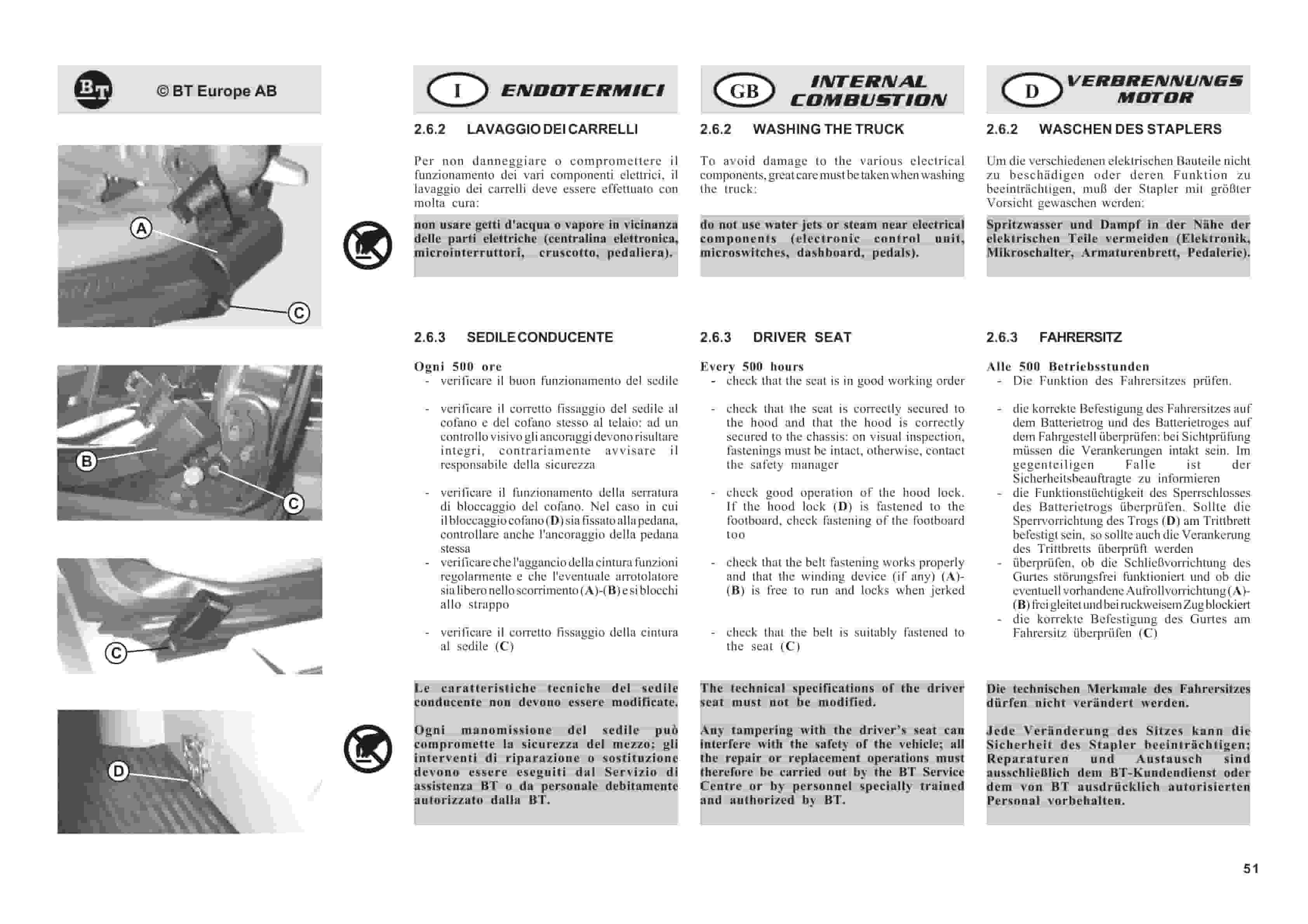 BT D-G-Series CBD15, CBD18, CBD20, CBG15, CBG18, CBG20 Use And Maintenance Handbook 0337290R1CE-2