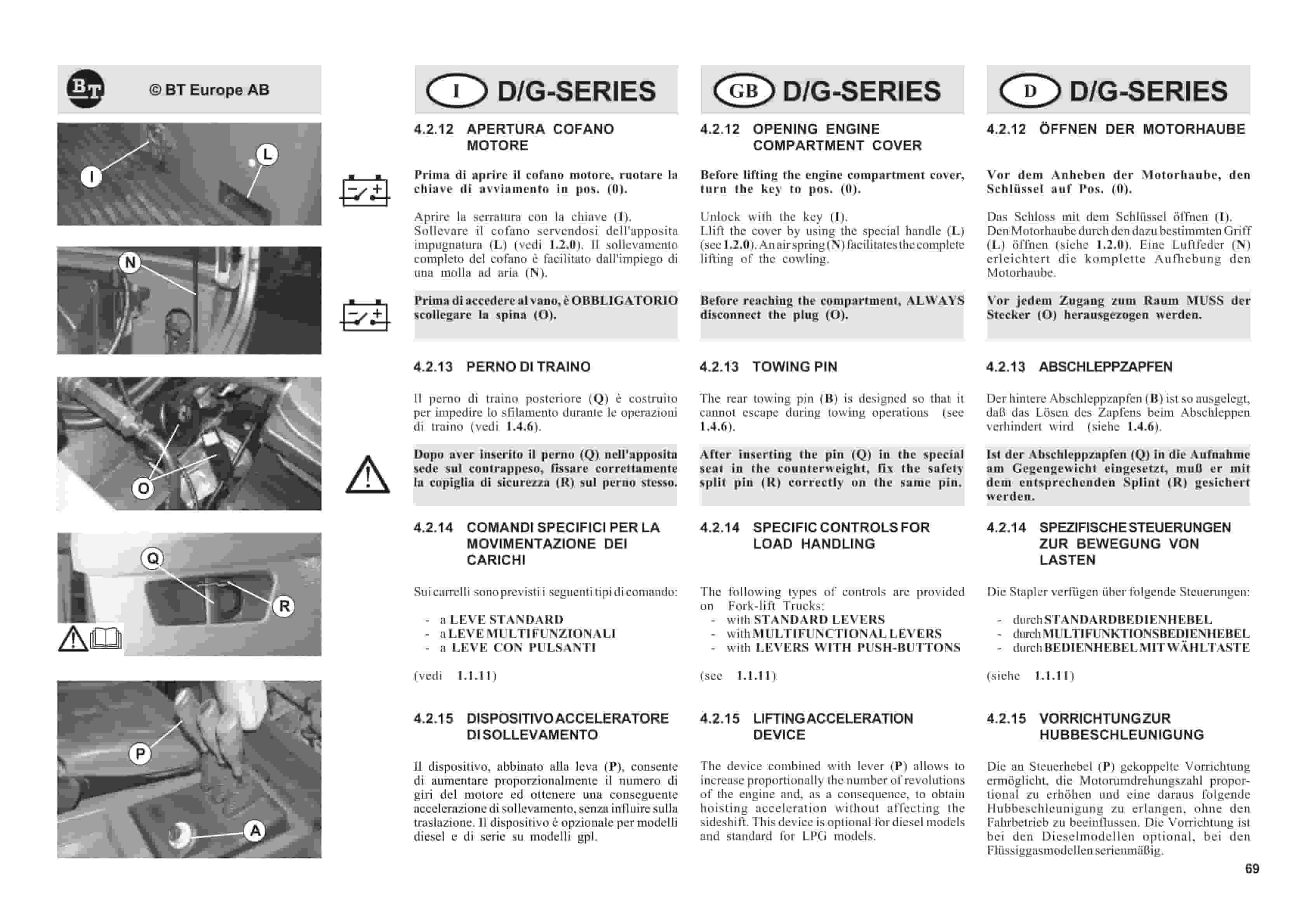 BT D-G-Series CBD15, CBD18, CBD20, CBG15, CBG18, CBG20 Use And Maintenance Handbook 0337290R1CE-3