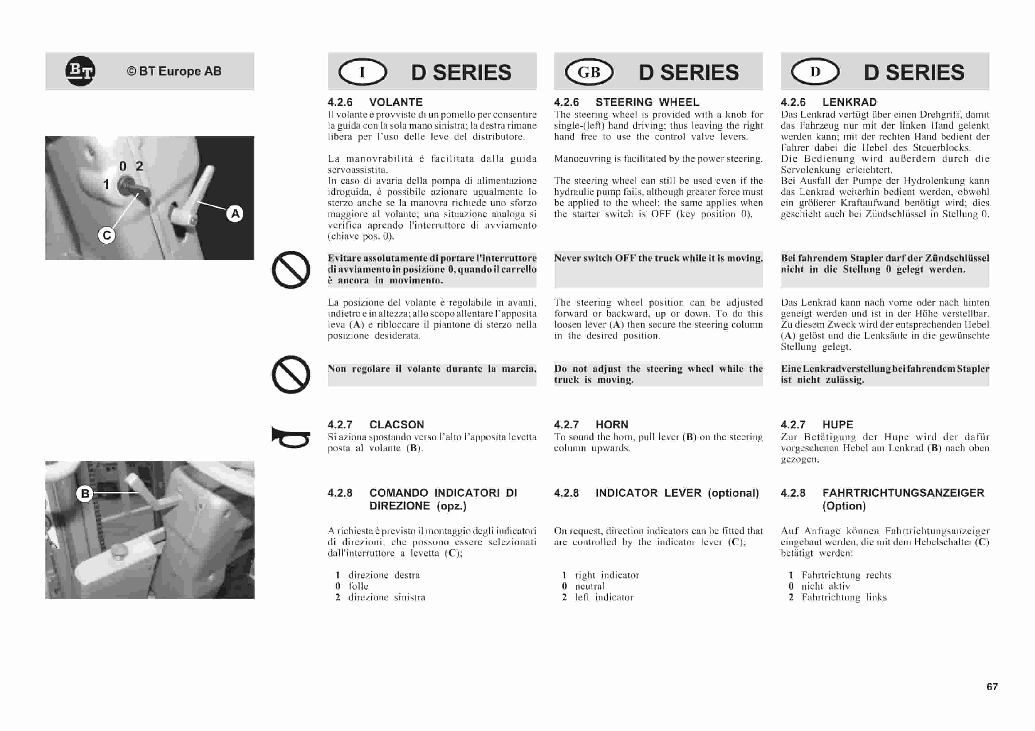 BT D-Series CBD40, CBD45, CBD50 Use And Maintenance Handbook 0337308R1CE-3