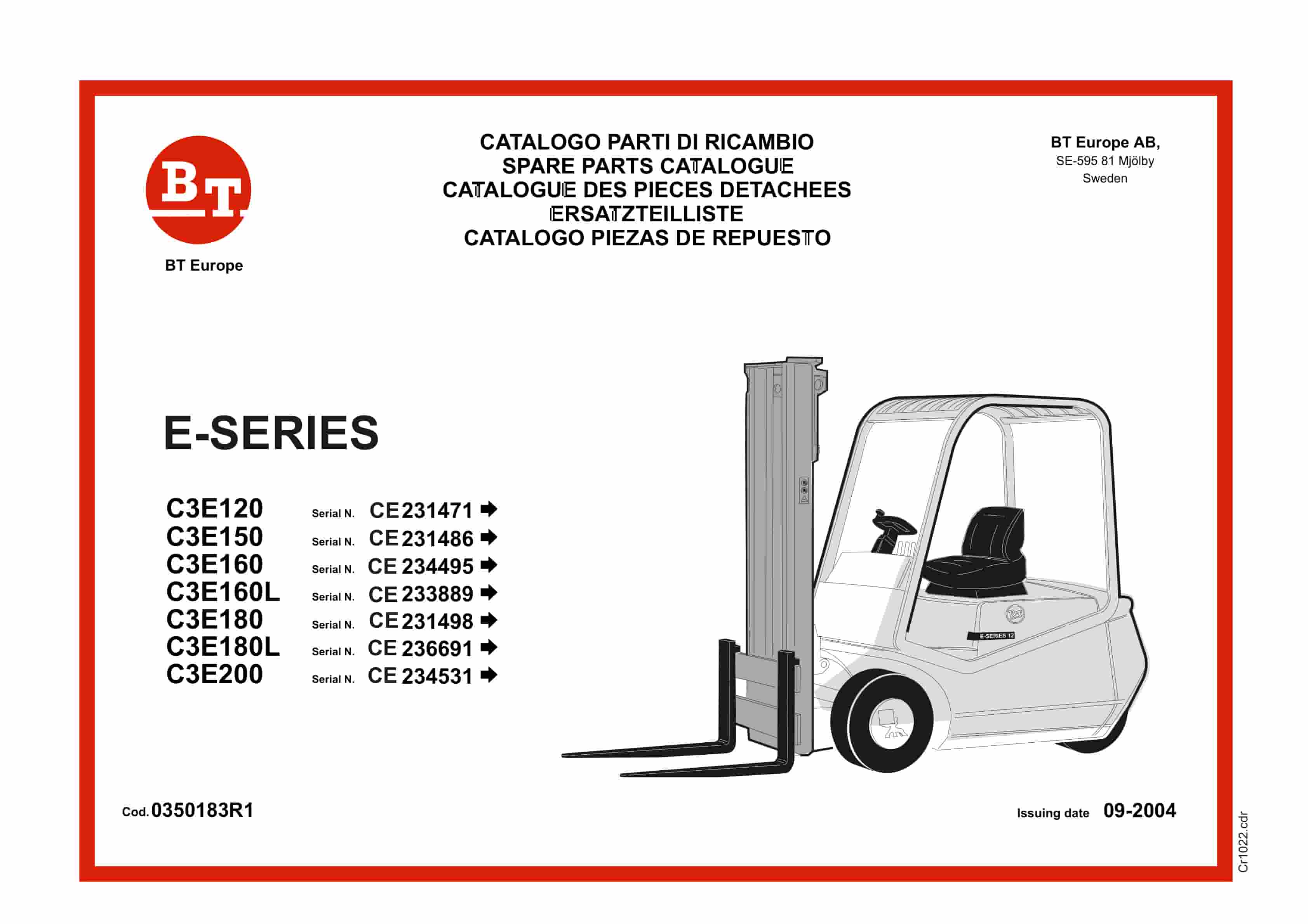 BT E-Series C3E120 to C3E200 Service Manual 0350183R1