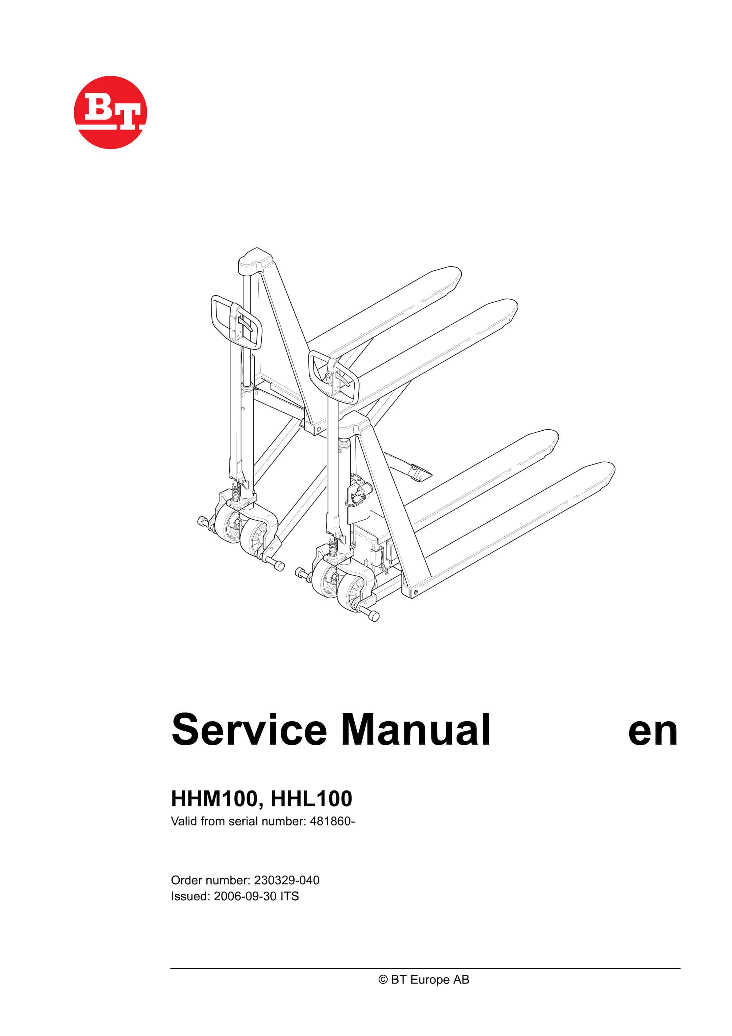 BT HHM100, HHL100 Service Manual 230329-040