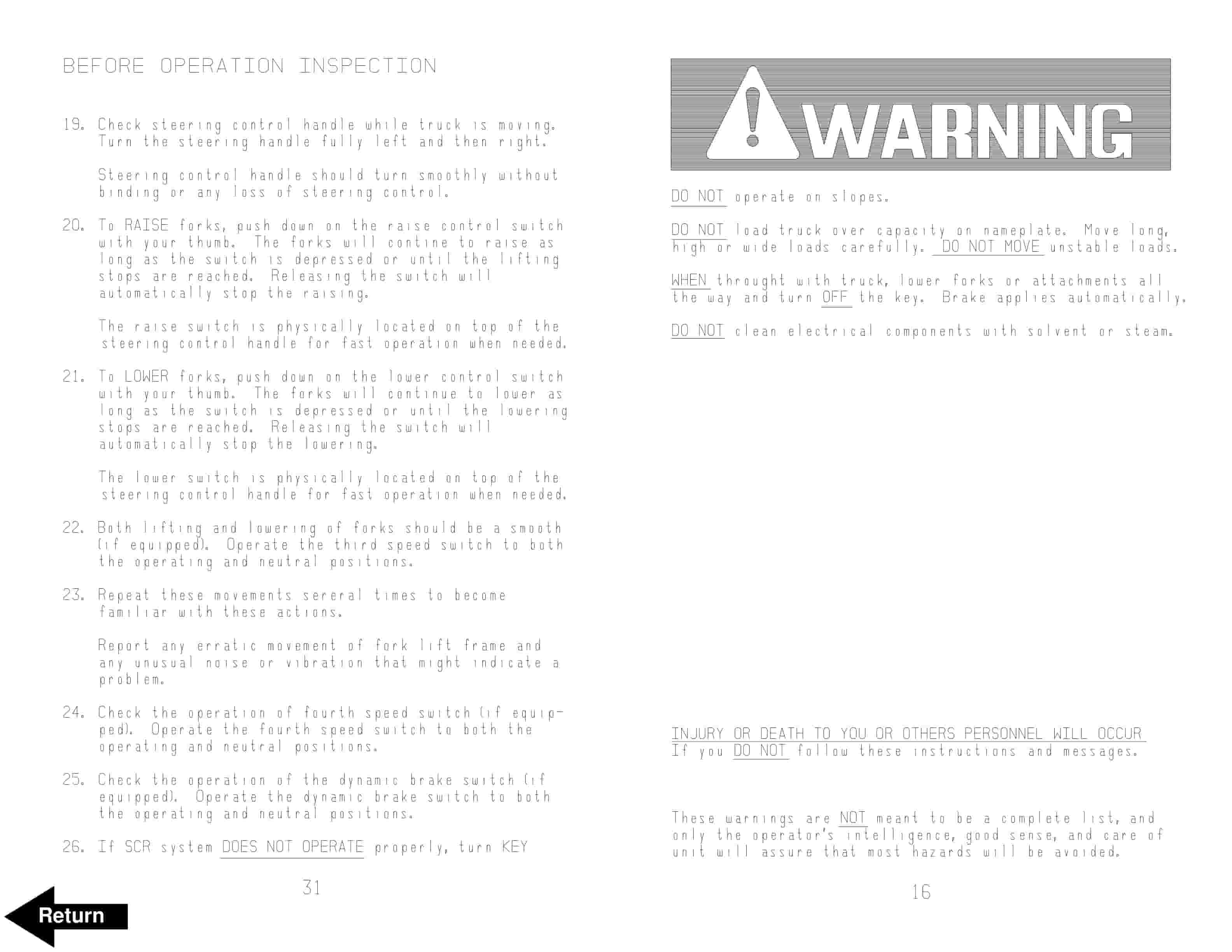 BT HT60W Warehouser Electric Low Lift Truck Operator Manual 300406-000-3