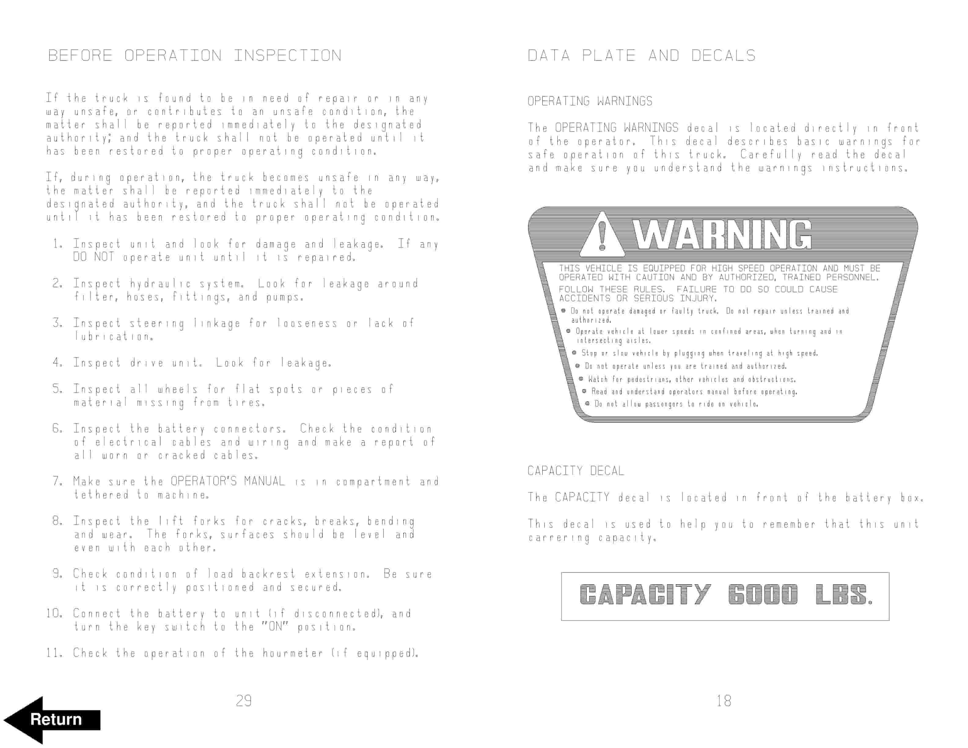 BT HT60W Warehouser Electric Low Lift Truck Operator Manual 300406-000-4