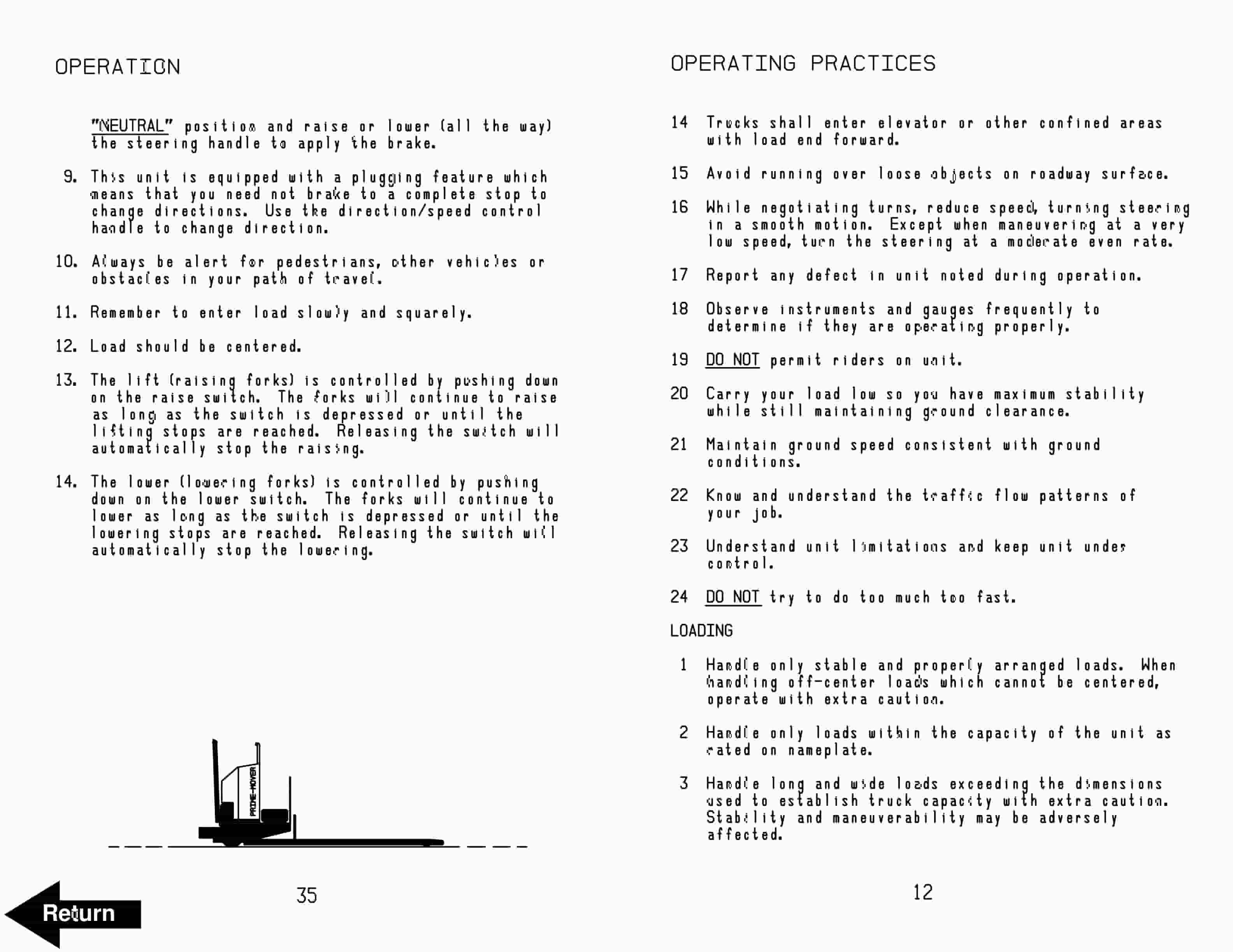 Alternative view of BT HT80W Warehouser Electric Low Lift Truck Operator Manual 300689-000