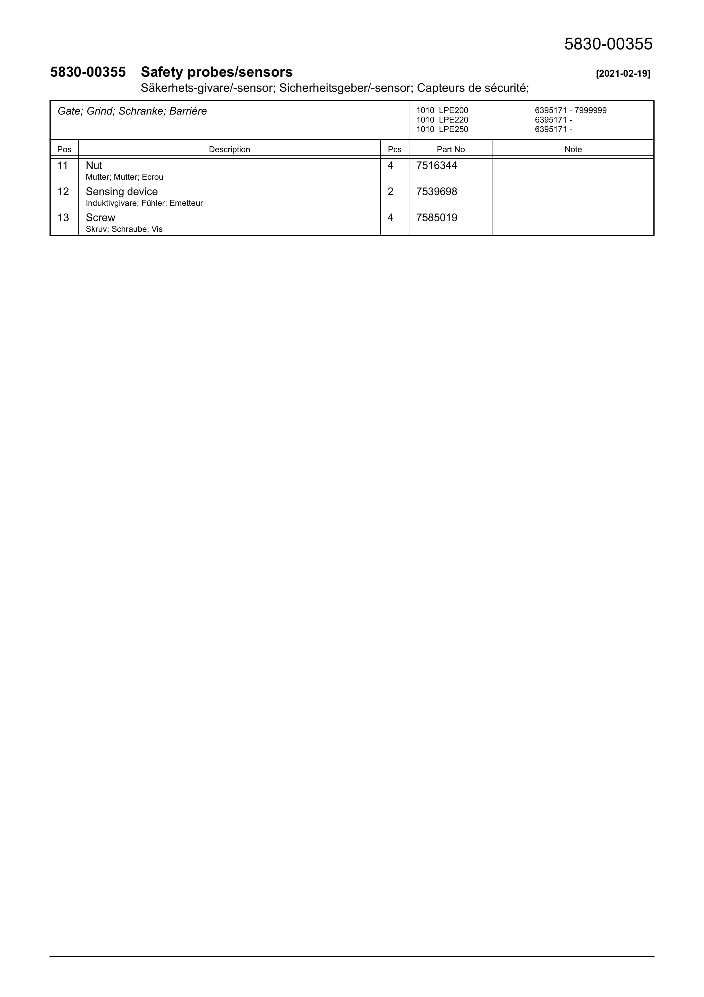 BT LPE200, LPE220, LPE250 Quality Parts 7556563-4