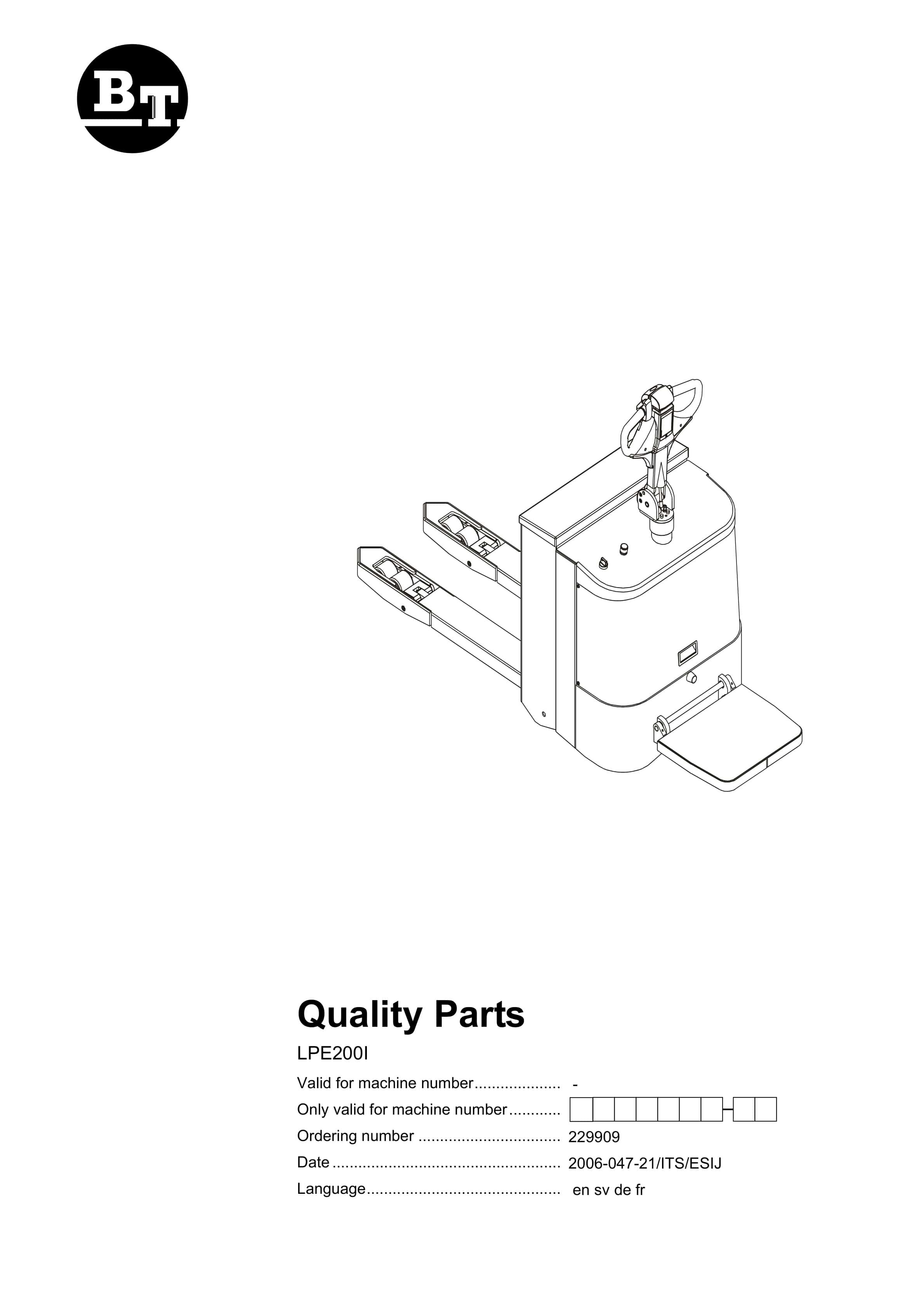 BT LPE200I Quality Parts 229909