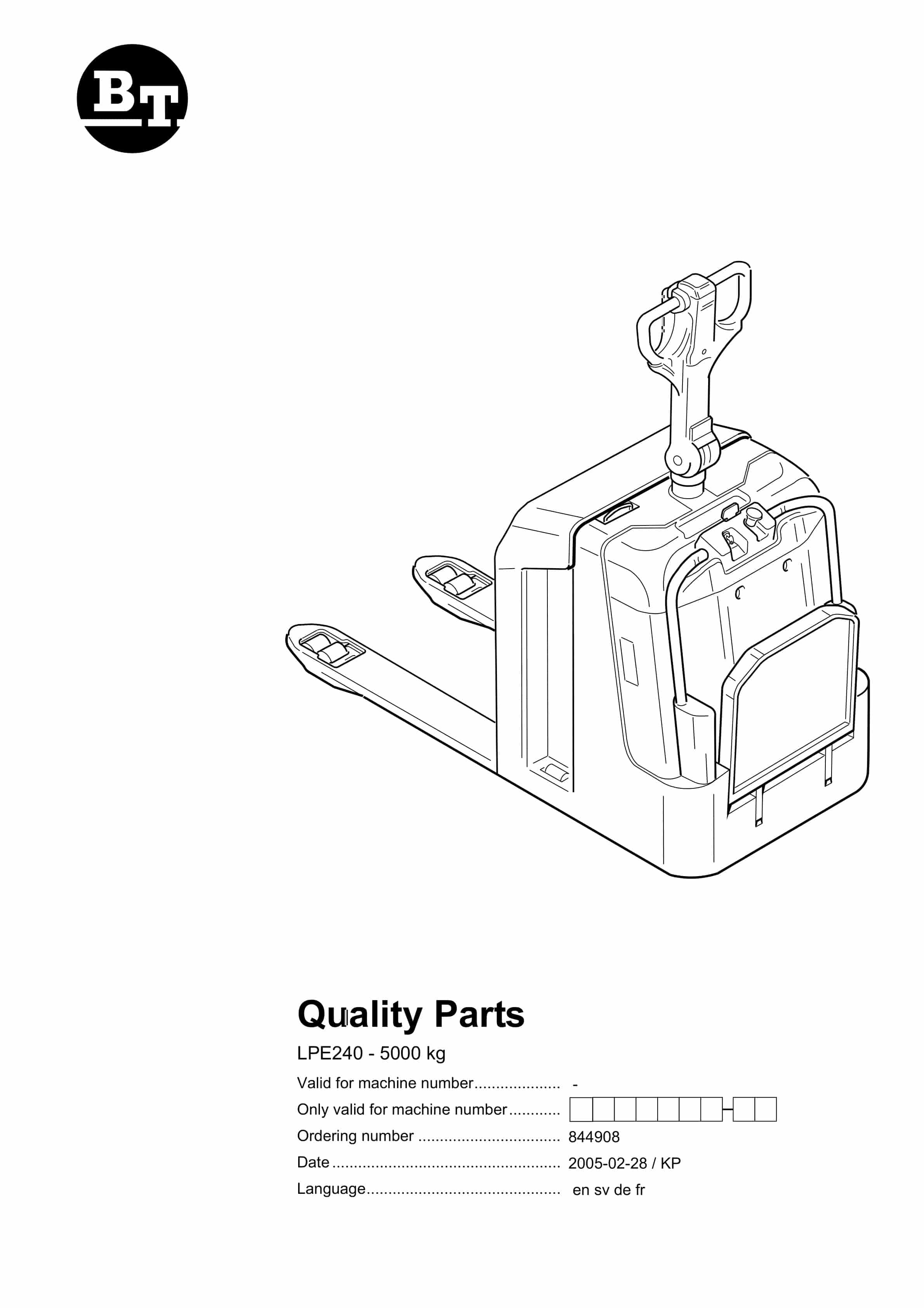 BT LPE240 - 5000 kg Quality Parts 844908