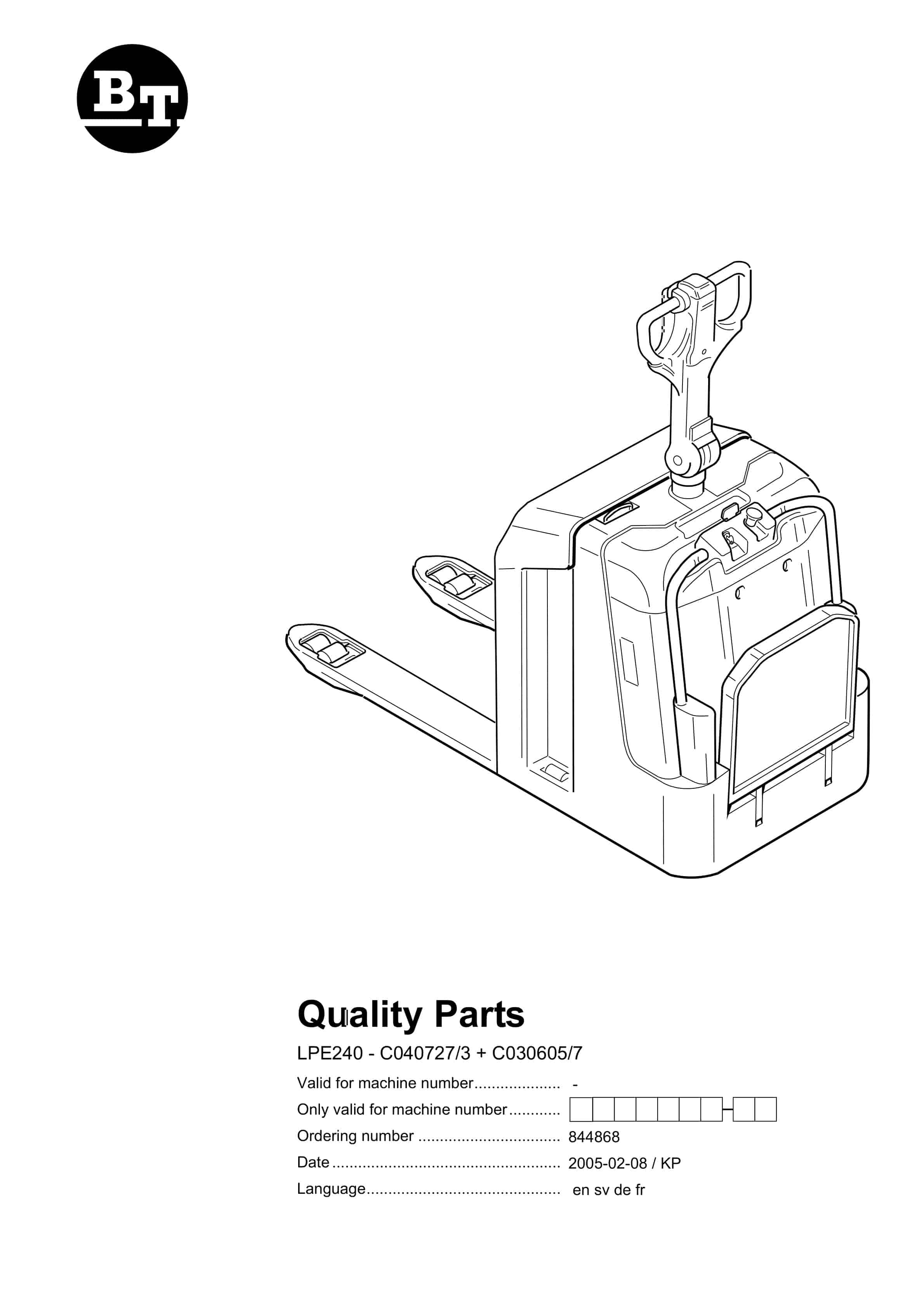 BT LPE240 - C040727-3 - C030605-7 Quality Parts 844868