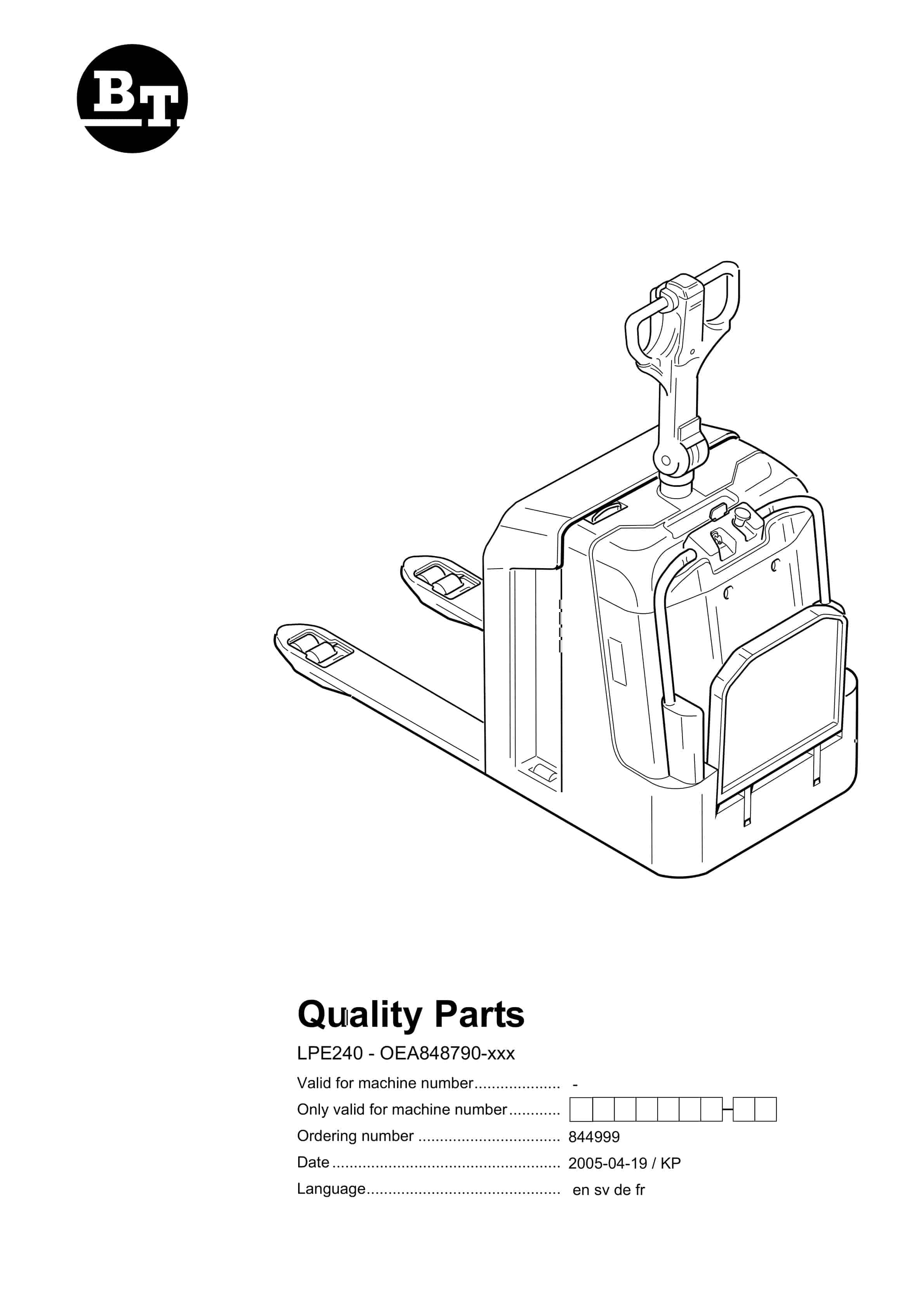BT LPE240 - OEA848790-xxx Quality Parts 844999