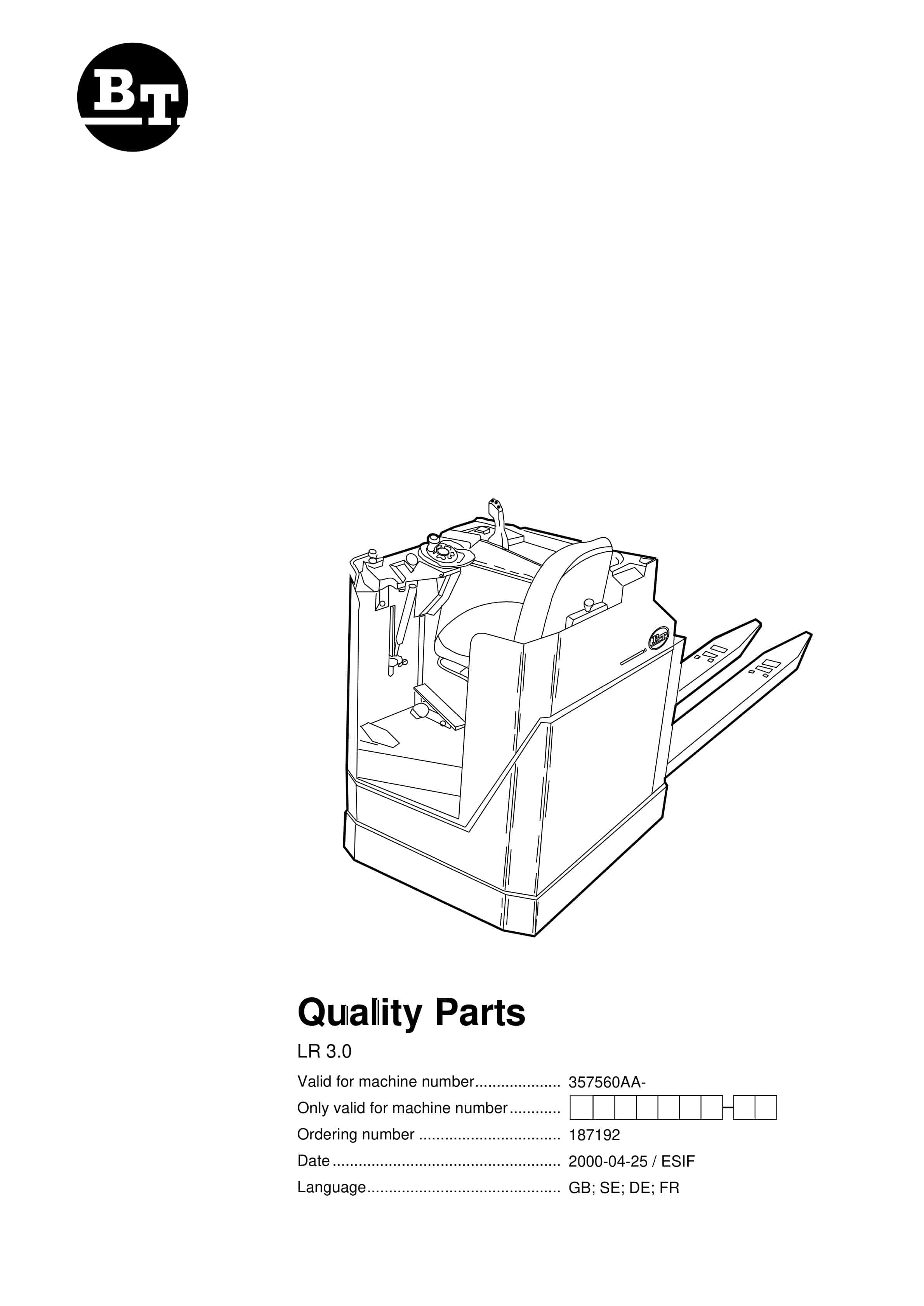 BT LR 3.0 Quality Parts 187192